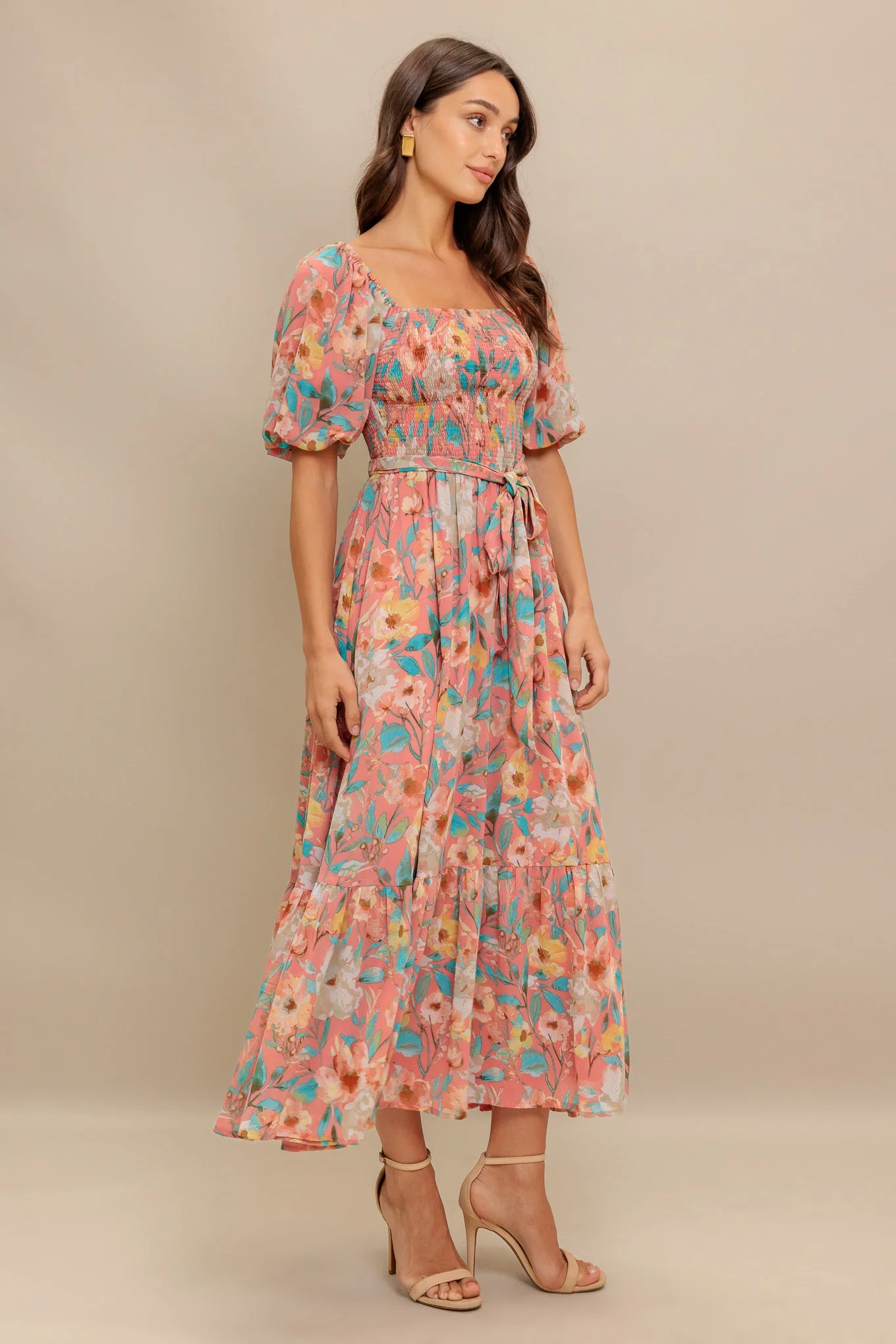 ROSY TWILIGHT FLORAL MIDI DRESS - Image 6