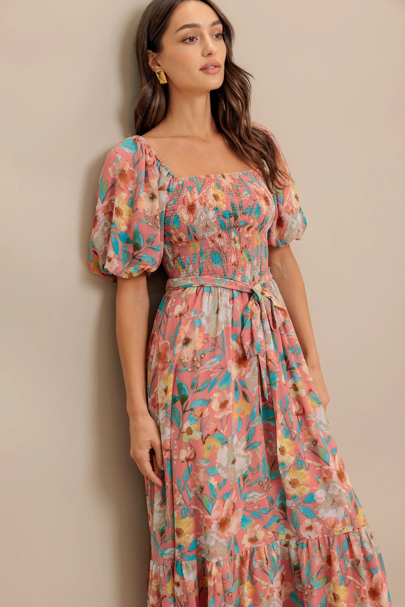 ROSY TWILIGHT FLORAL MIDI DRESS - Image 7