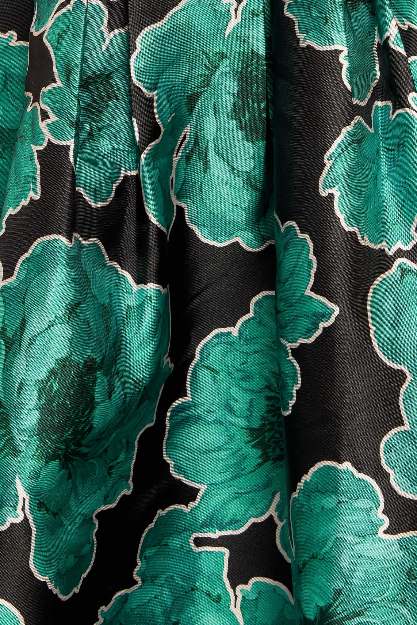 ROYAL BAROQUE GREEN FLORAL PRINT SATIN MIDI DRESS - Image 7