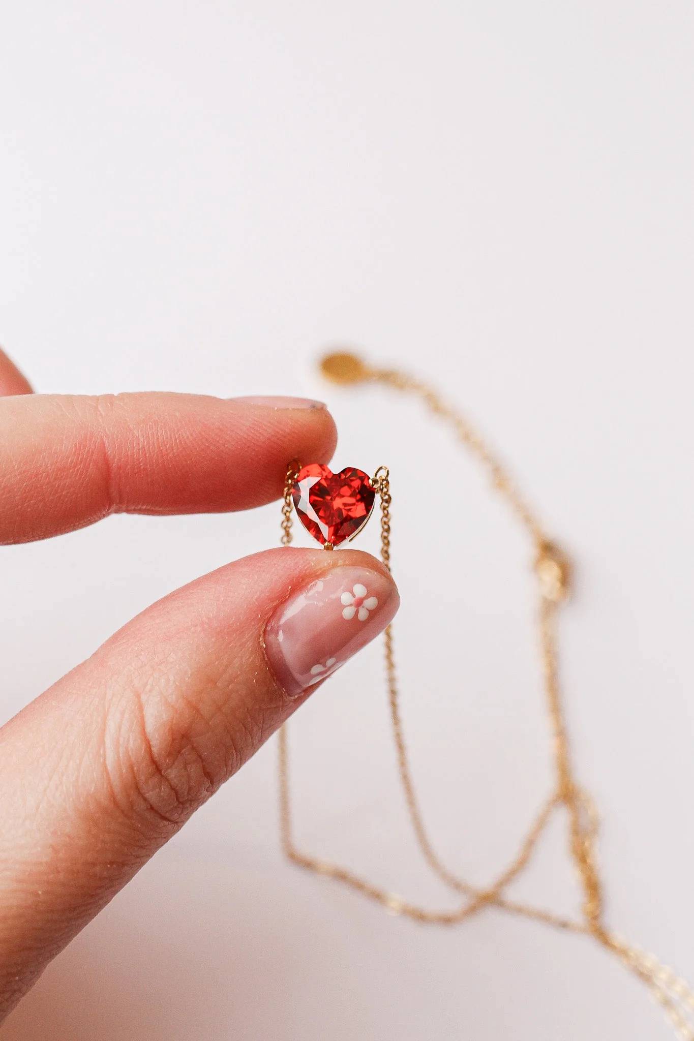 Ruby Heart Charm Necklace - Image 4