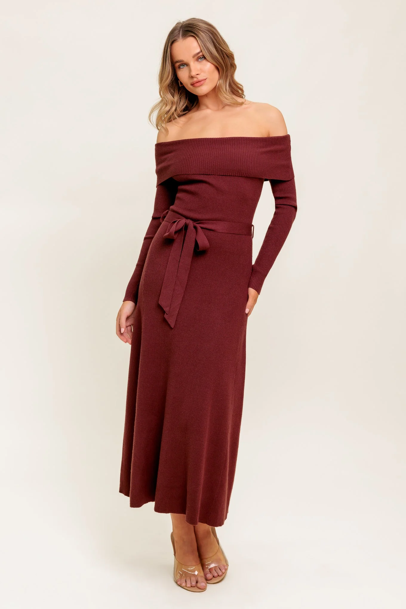 RUSTIC RETREAT - OFF THE SHOULDER SWEATER DRESS - Image 6