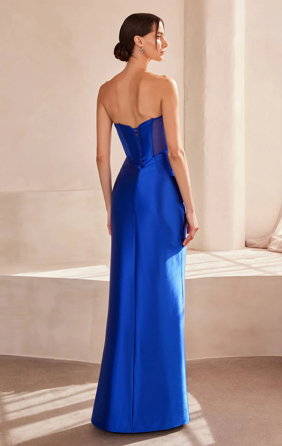 Sadie Maxi Dress - Strapless Sweetheart Corset Satin Dress - Image 5