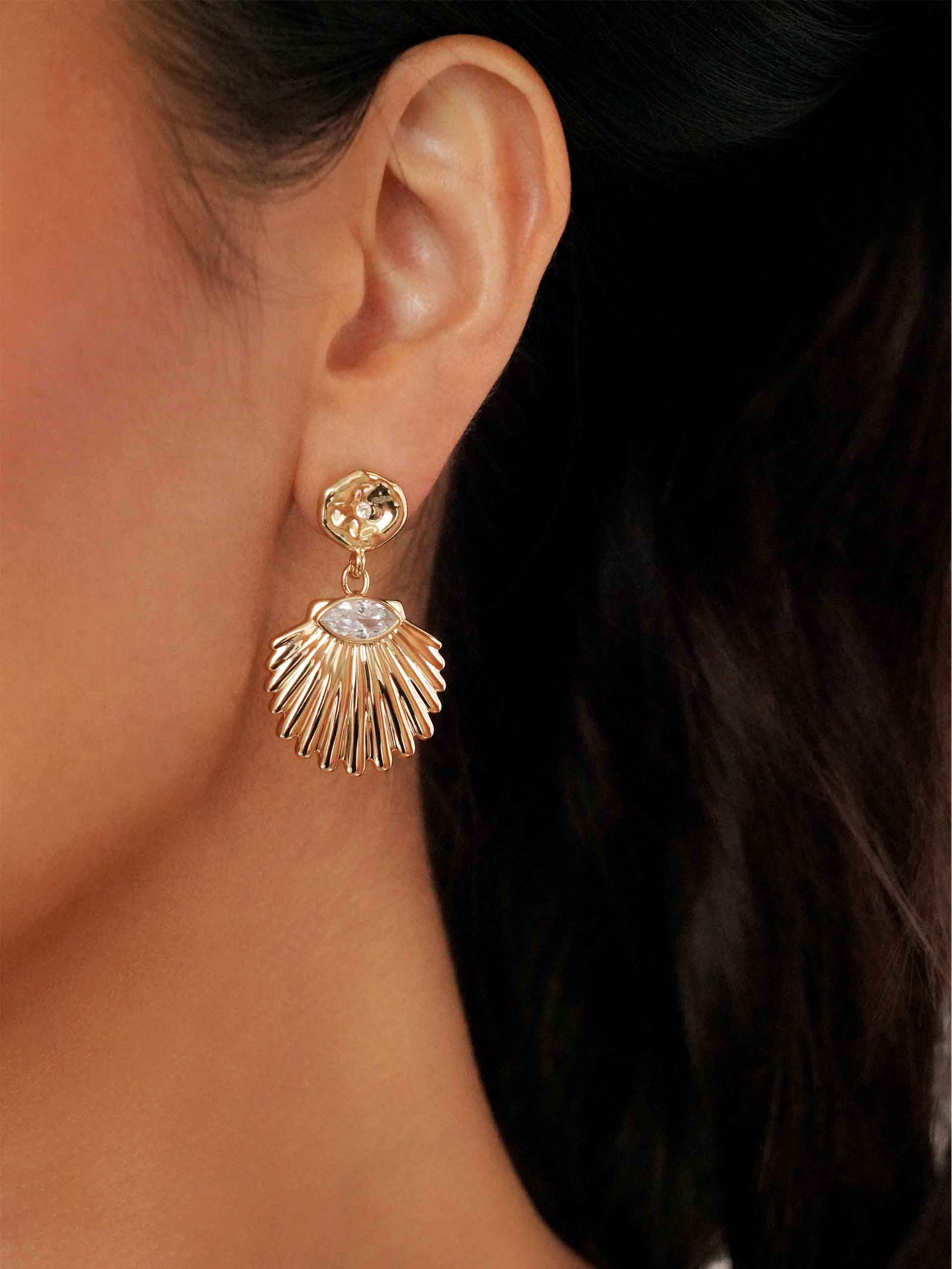 Santorini Shell Drop Earrings - Image 3