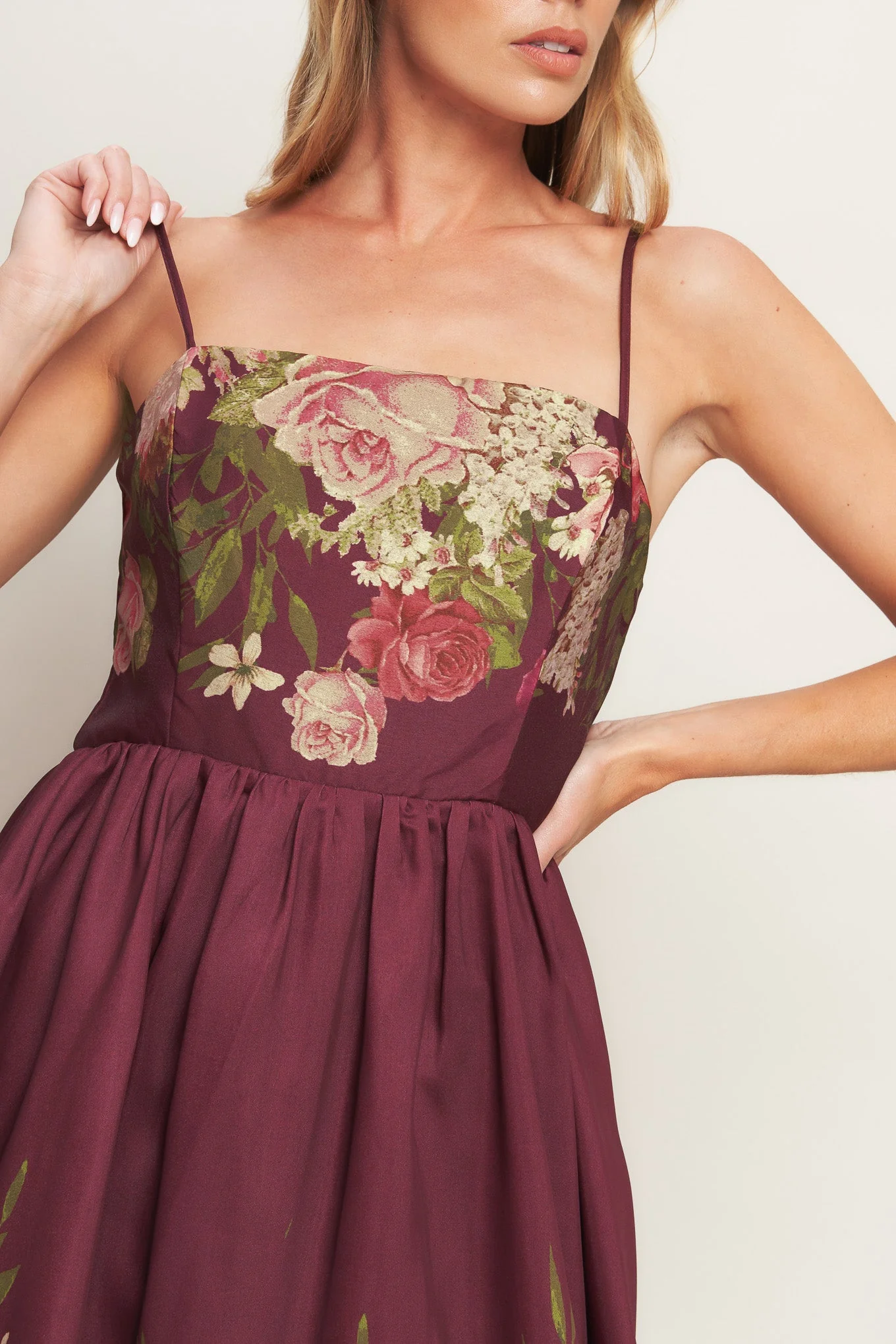 SECRET GARDEN ROMANCE BURGUNDY MAXI DRESS - Image 3