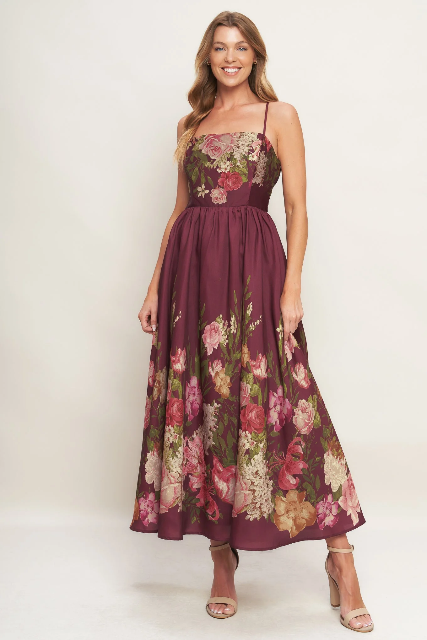 SECRET GARDEN ROMANCE BURGUNDY MAXI DRESS - Image 4