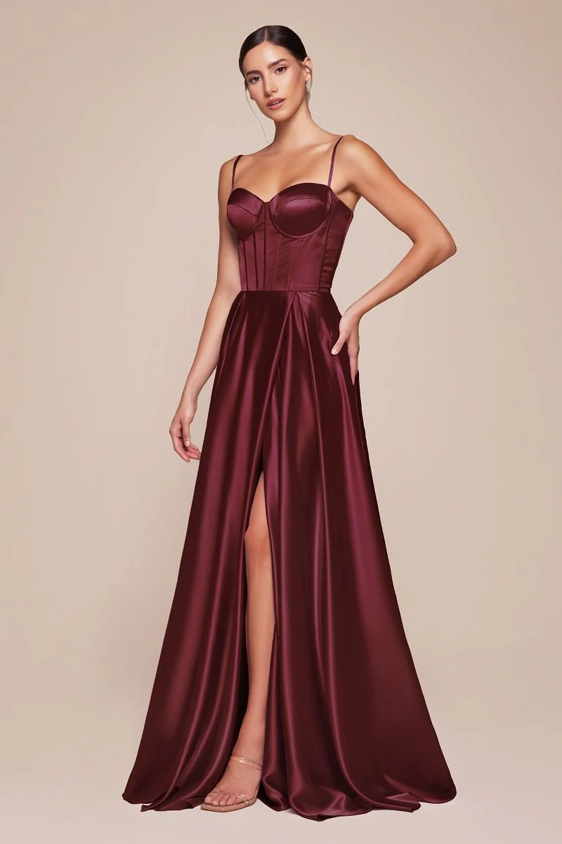SELMA GOWN - A-LINE LUXE SATIN BUSTIER DRESS - Image 3