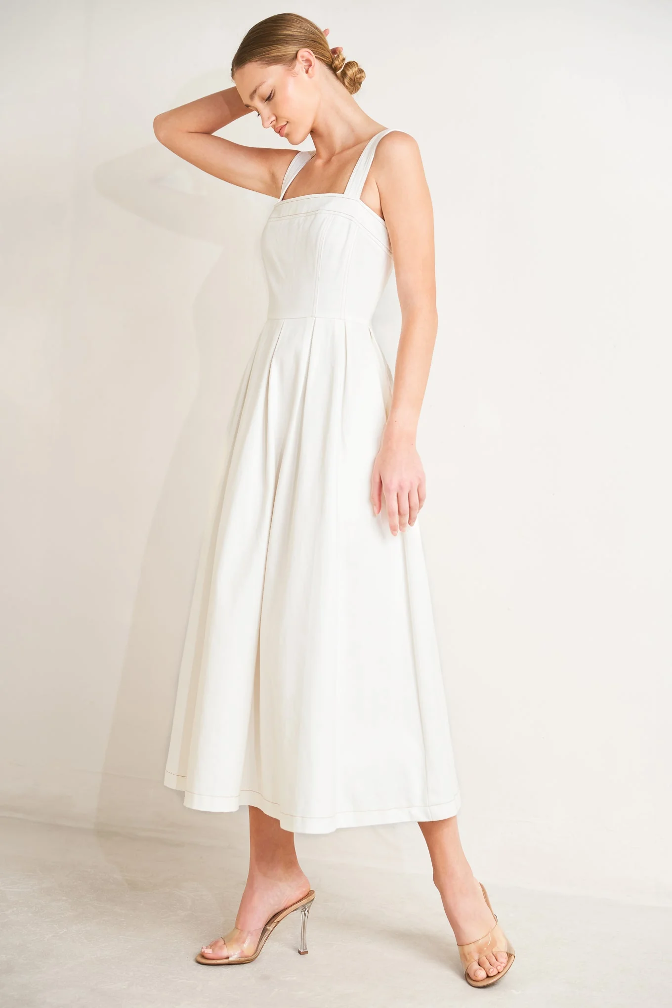 SERENE CHARM OFF WHITE MIDI DRESS - Image 6