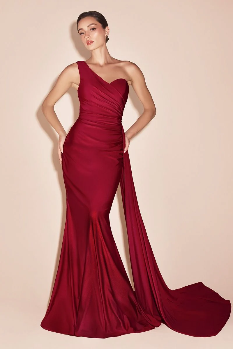 SHANNON GOWN - ONE SHOULDER STRETCH SPANDEX SATIN DRESS - Image 2