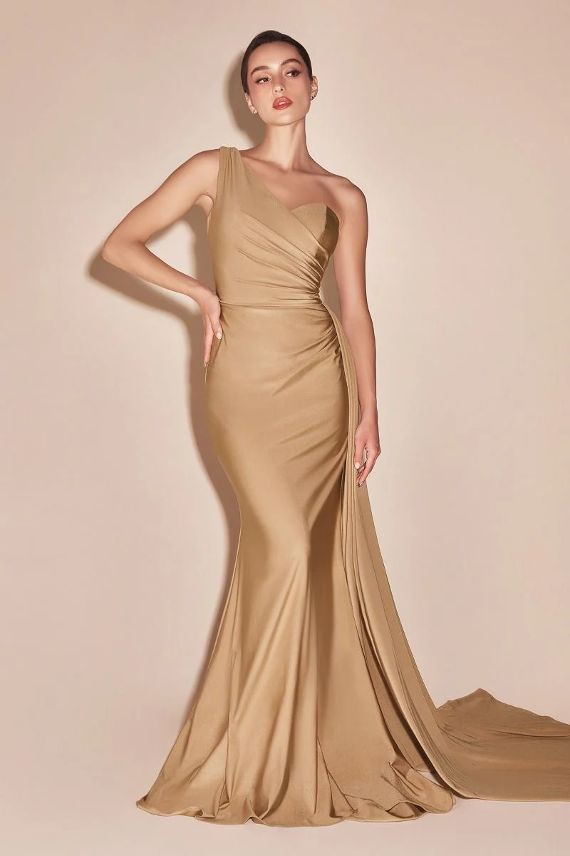 SHANNON GOWN - ONE SHOULDER STRETCH SPANDEX SATIN DRESS - Image 5