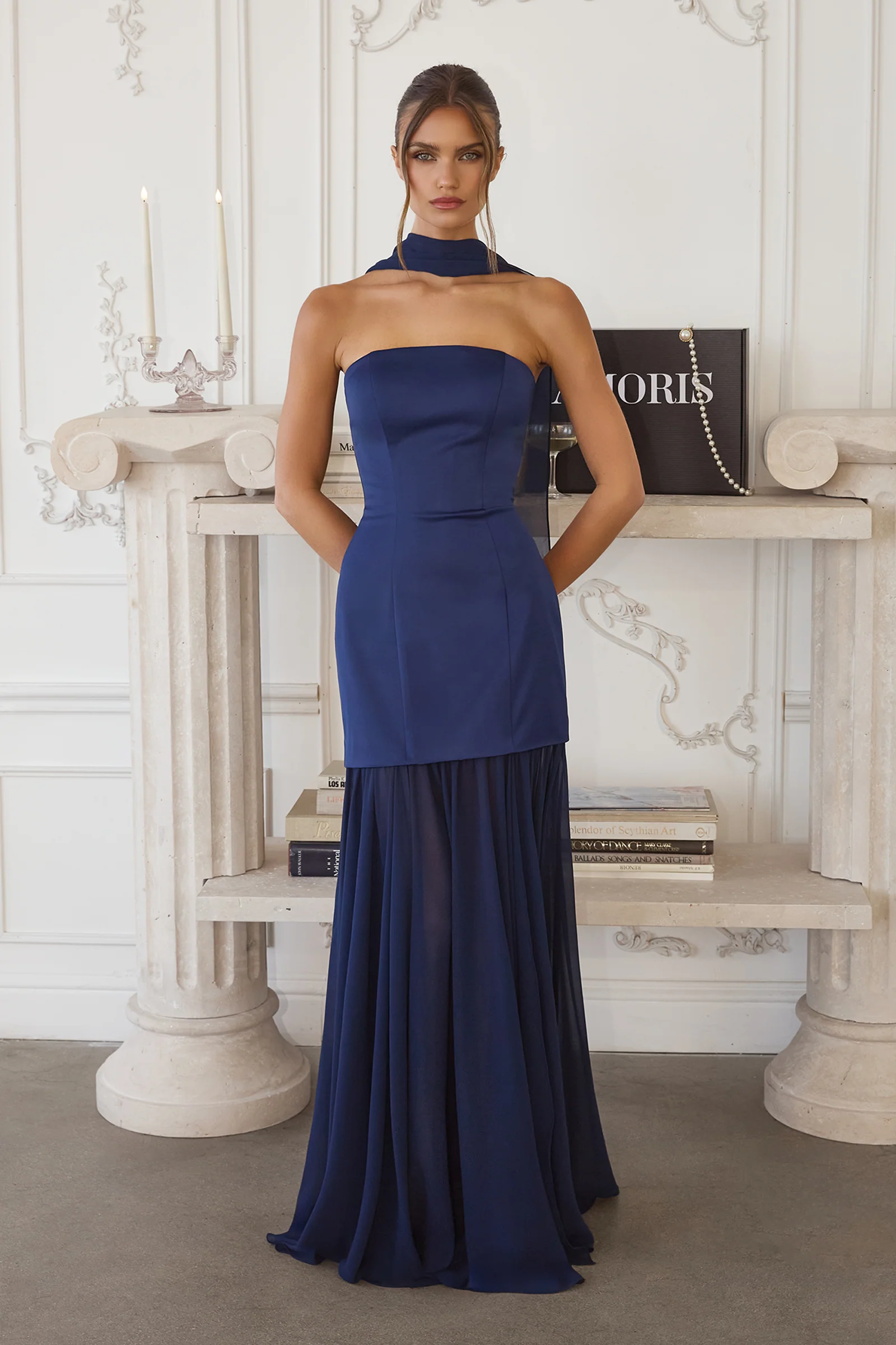 Sheila Strapless Maxi Dress With Scarf - Image 11