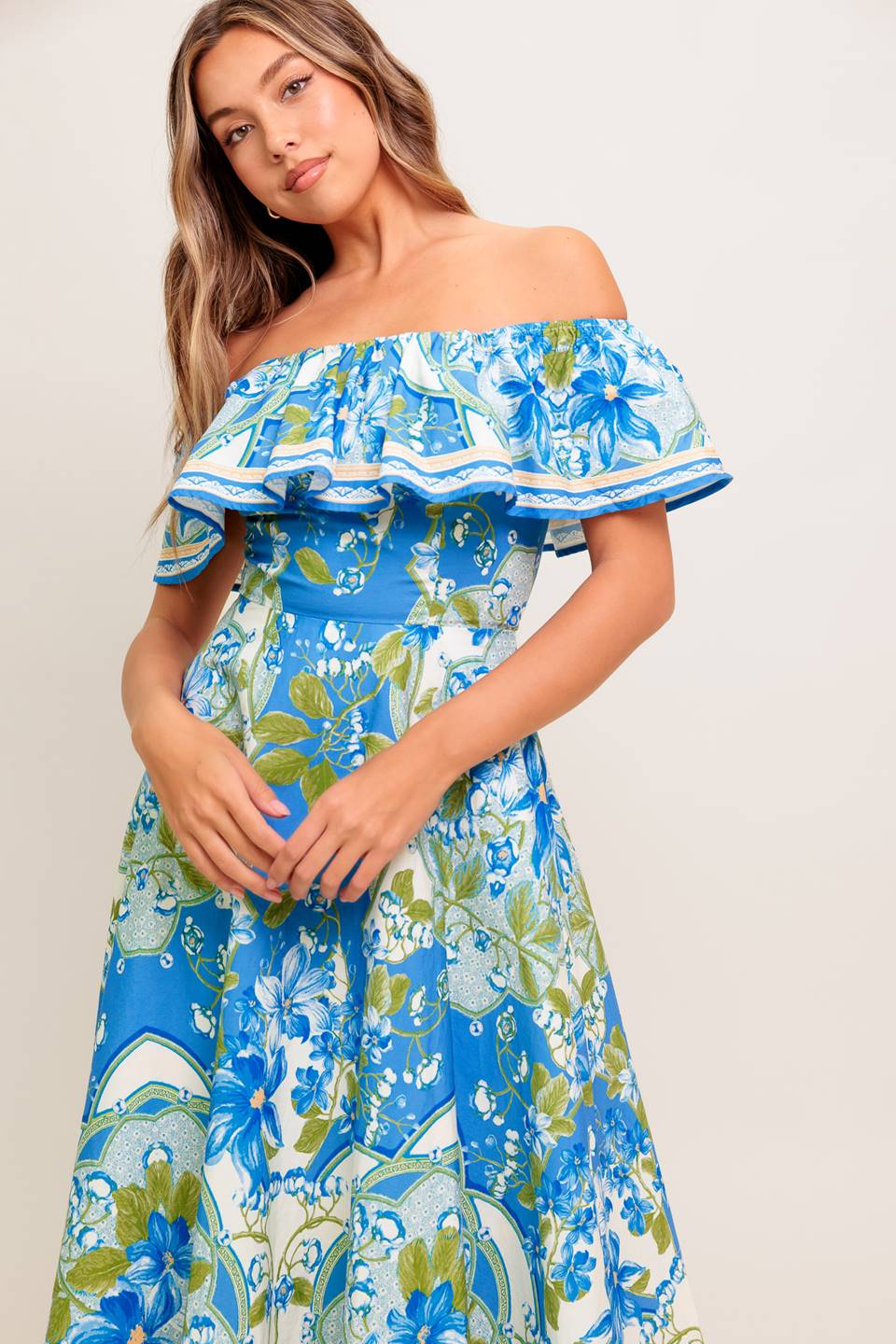 SIERRA POWDER BLUE FLORAL MIDI DRESS - Image 6