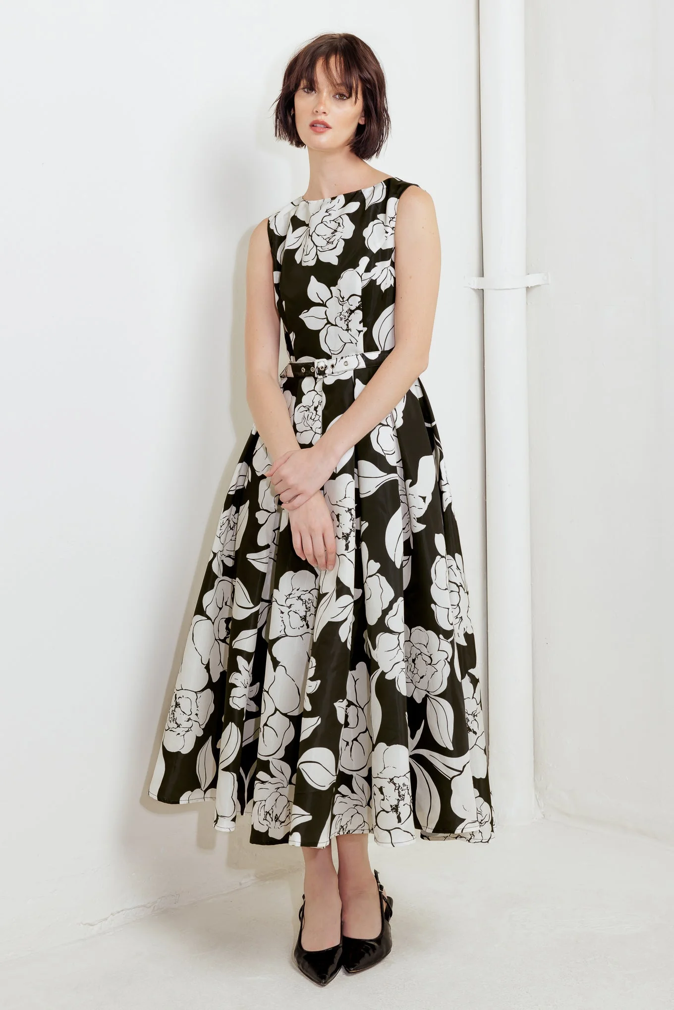 SILENT HEART BLACK FLORAL MIDI DRESS - Image 5