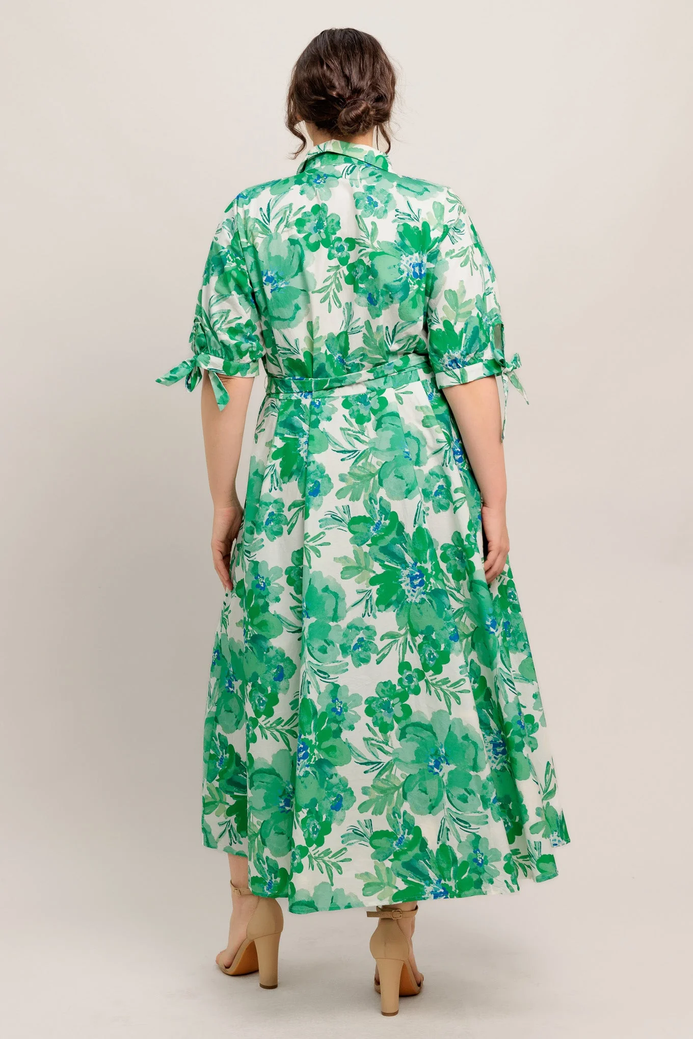 SIMPLY IN BLOOM GREEN FLORAL MIDI SHIRT DRESS - Image 8
