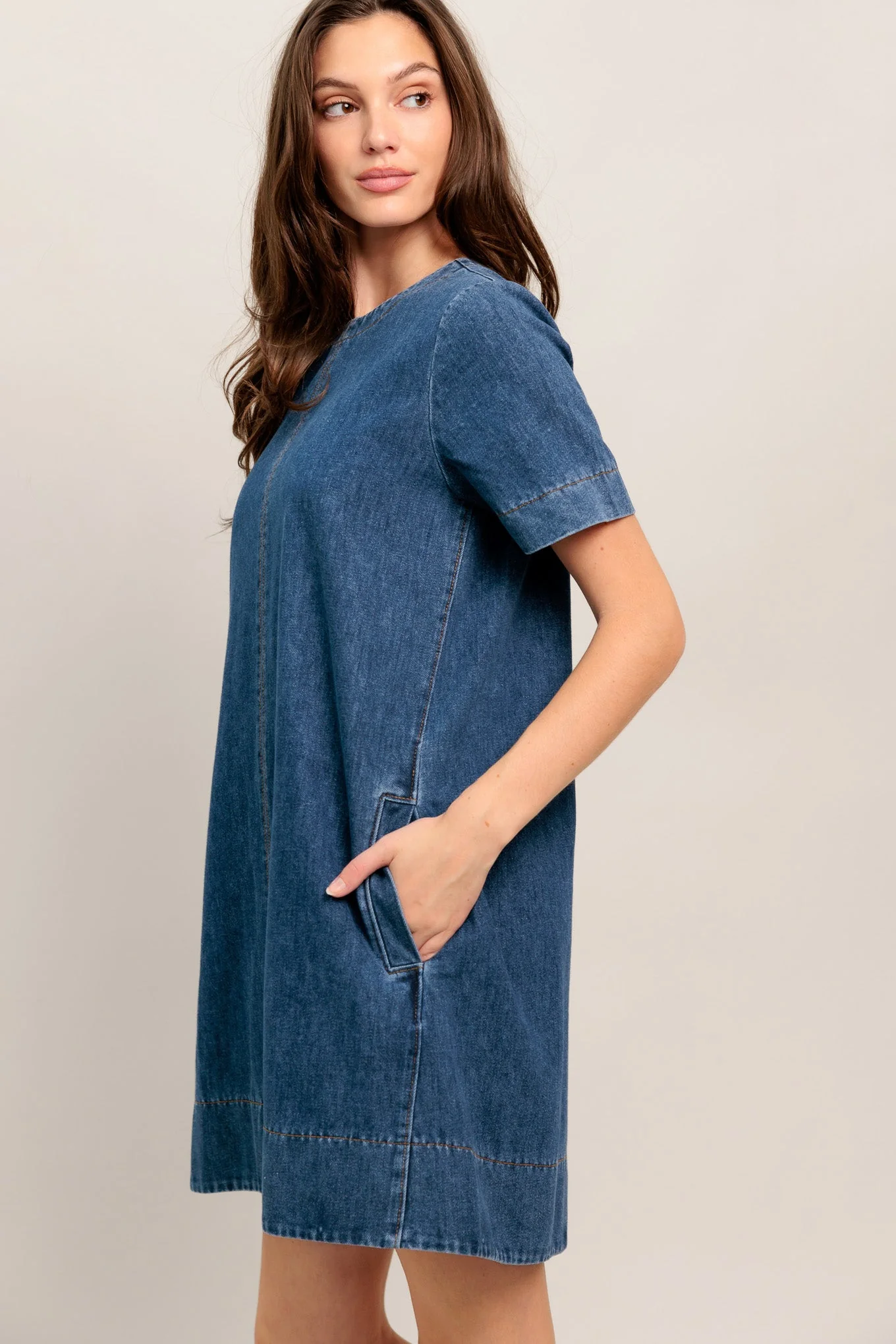 SIMPLY PUT TOGETHER DENIM MINI DRESS - FINAL SALE - Image 6