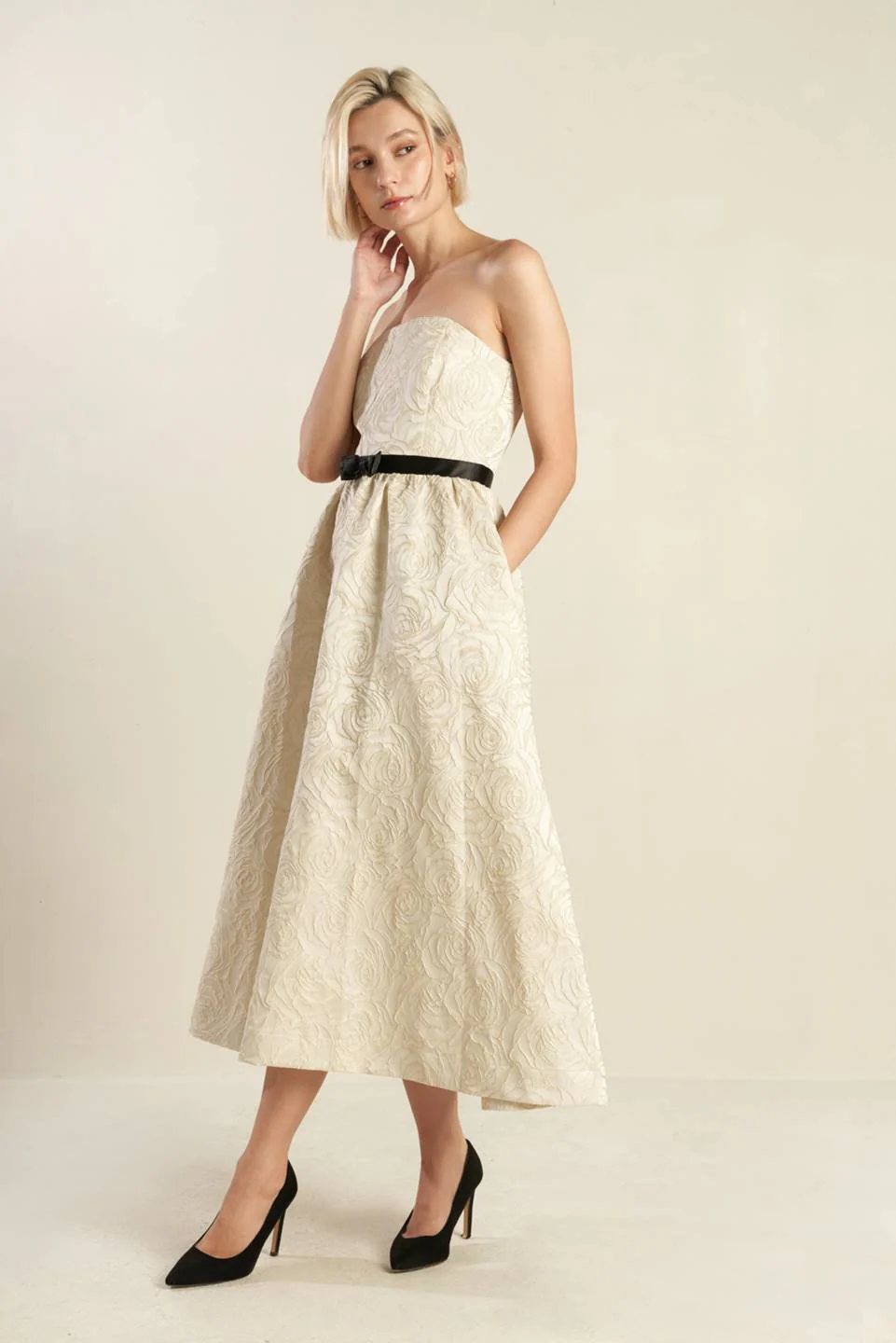 GET WHAT YOU NEED CHAMPAGNE MIDI DRESS - FINAL SALE - Image 4