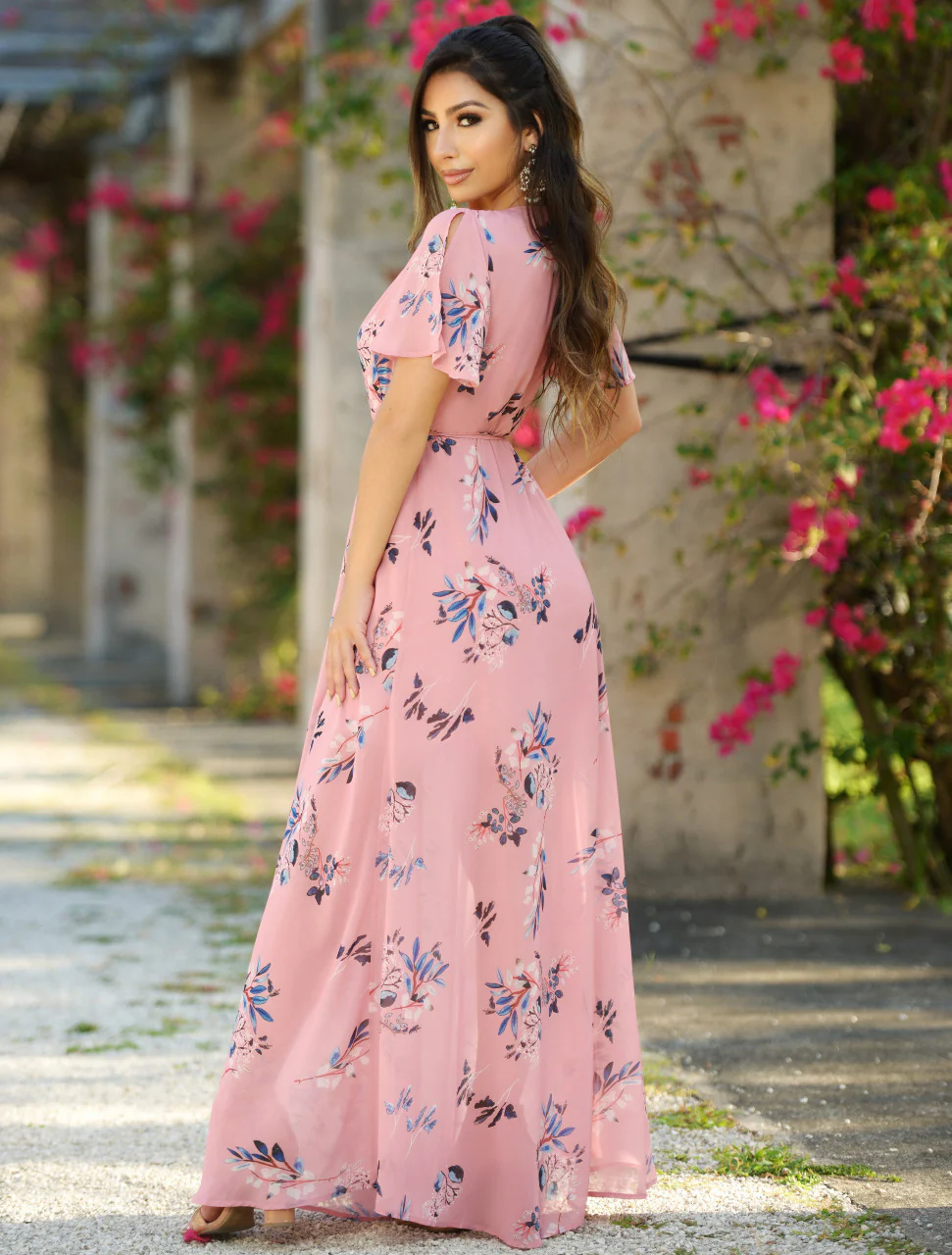 Size XS, Kari Wrap Maxi Dress - Pink Floral - FINAL SALE - Image 2