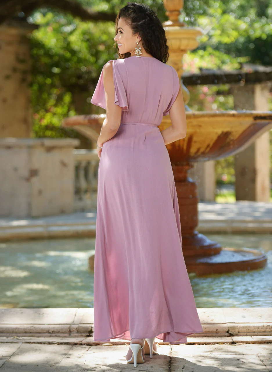 Size XS, Kari Wrap Maxi Dress - Mauve - FINAL SALE - Image 5