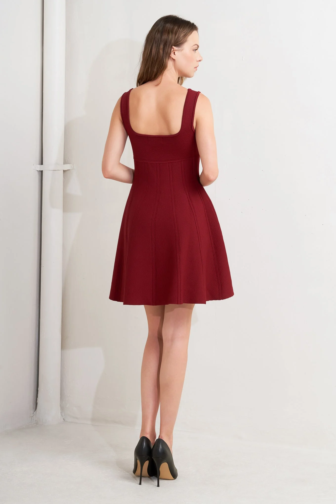 SKATER IN WINE SWEATER MINI DRESS - Image 3