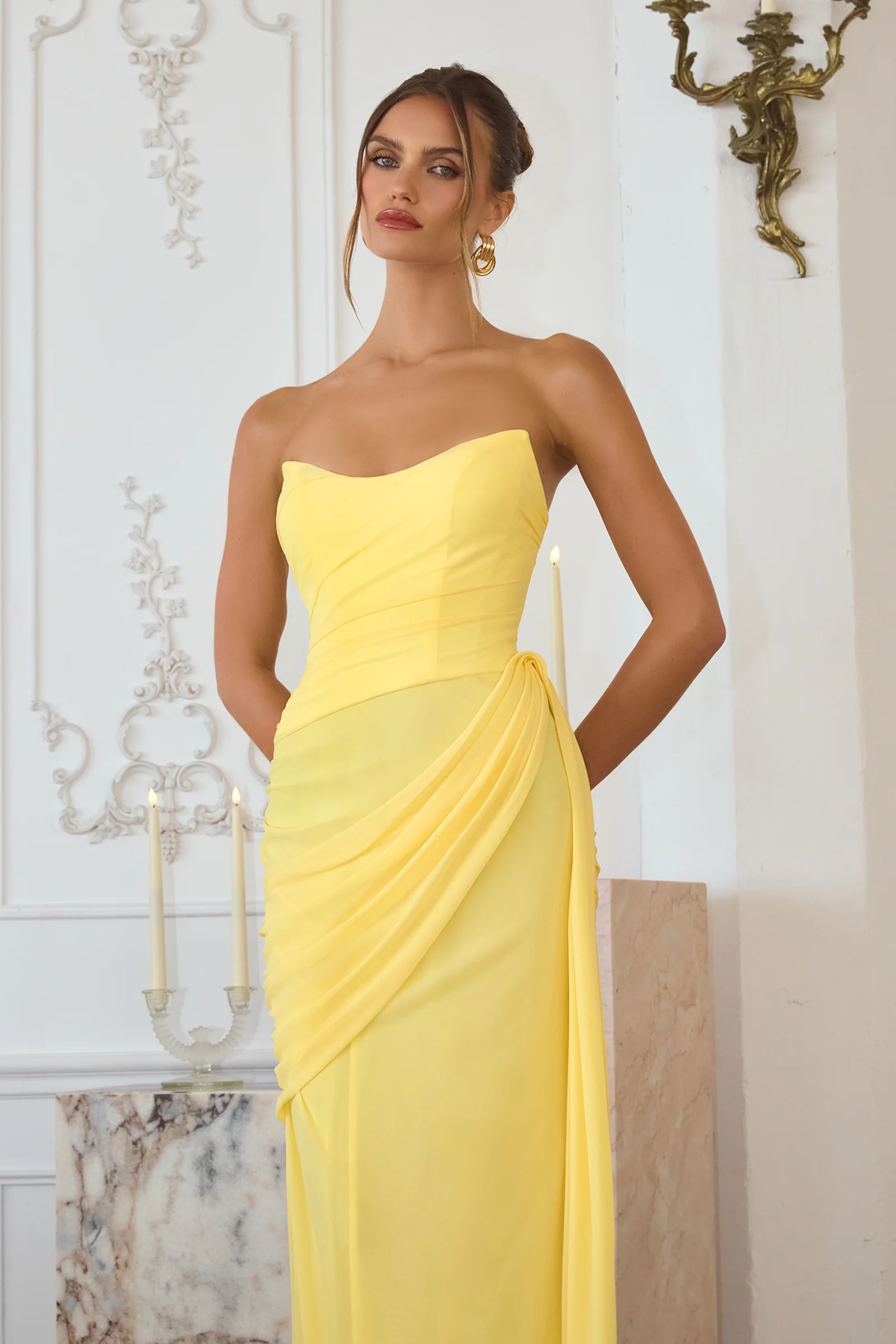 Skyler Gown - Strapless Draped Chiffon Dress - Image 5