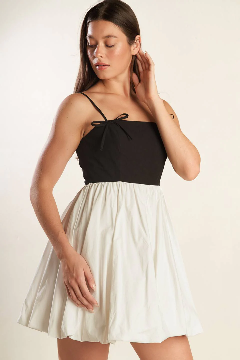 SLAY ALL DAY - BLACK & WHITE MINI DRESS - Image 2