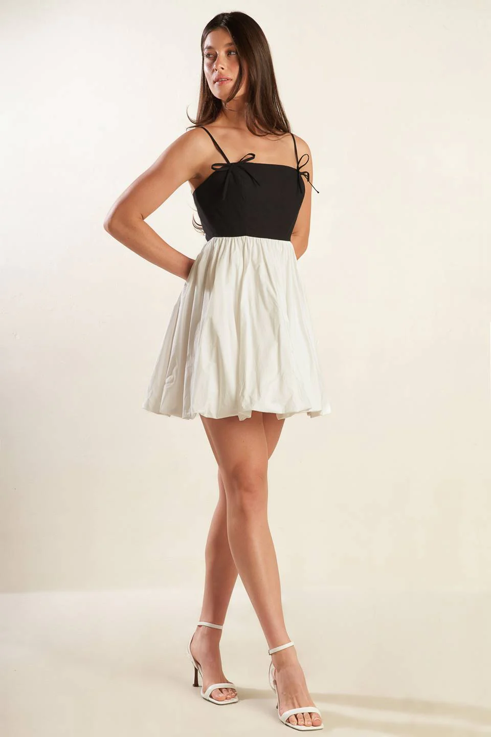 SLAY ALL DAY - BLACK & WHITE MINI DRESS - Image 3