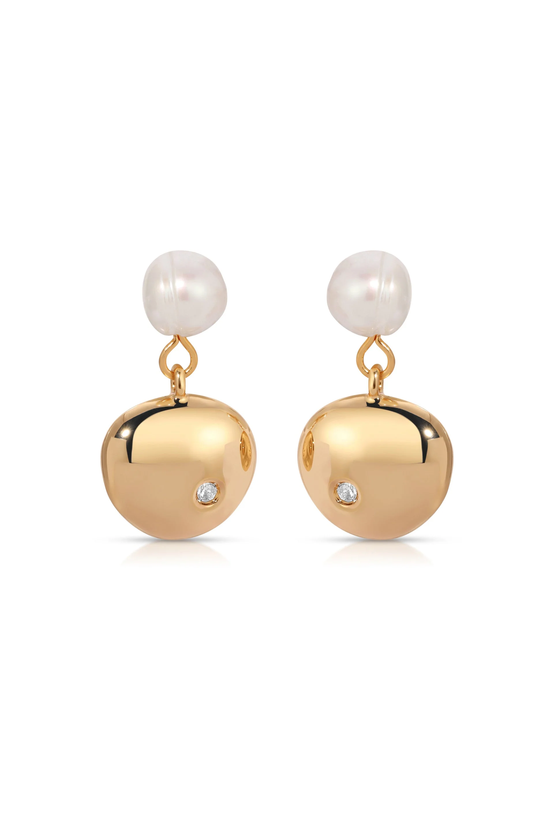 Small Pebble and Pearl Dangle Earrings - Image 4