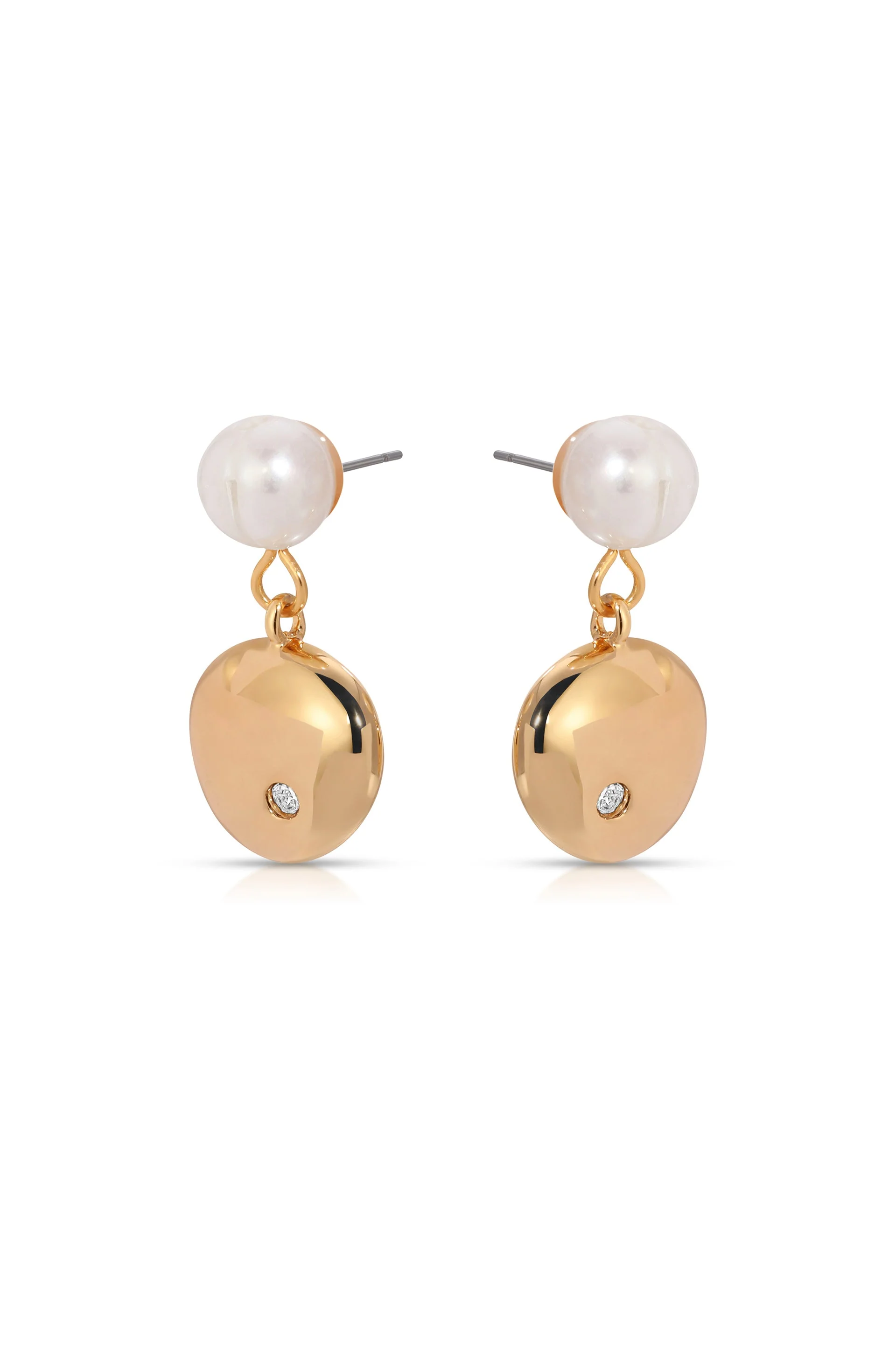 Small Pebble and Pearl Dangle Earrings - Image 6