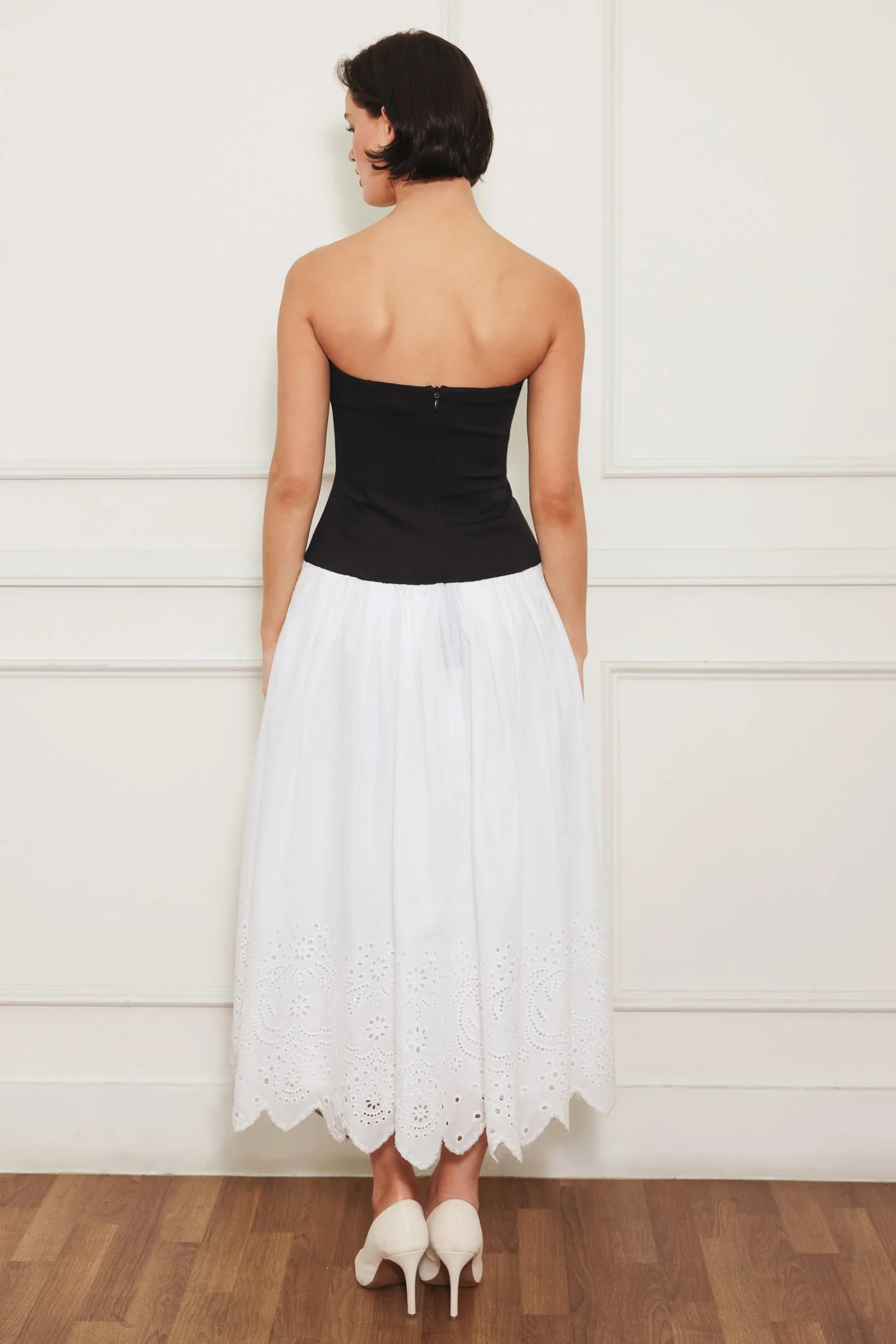 SOFT SPOKEN BEAUTY KNIT BLACK & WHITE MIDI DRESS - Image 2