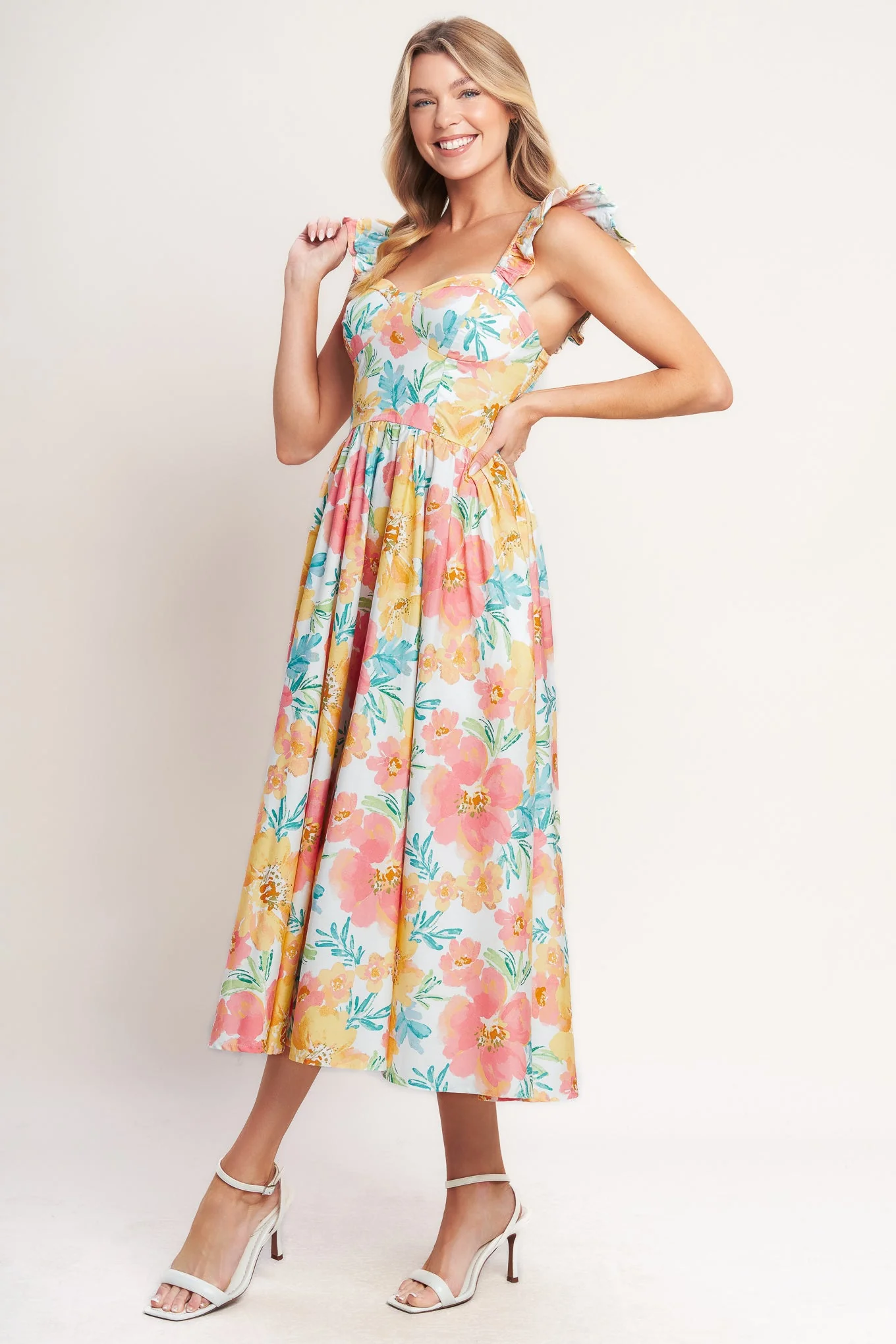 SOFT SUNSHINE FLORAL MIDI DRESS - Image 5
