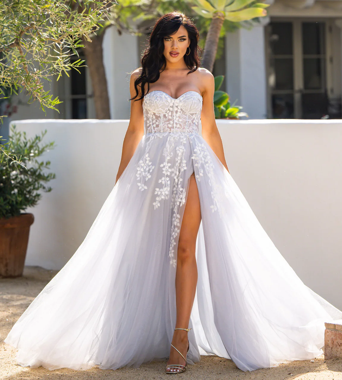 SOLAINE GOWN - HAZE BLUE - STRAPLESS CORSET A-LINE DRESS - Image 4