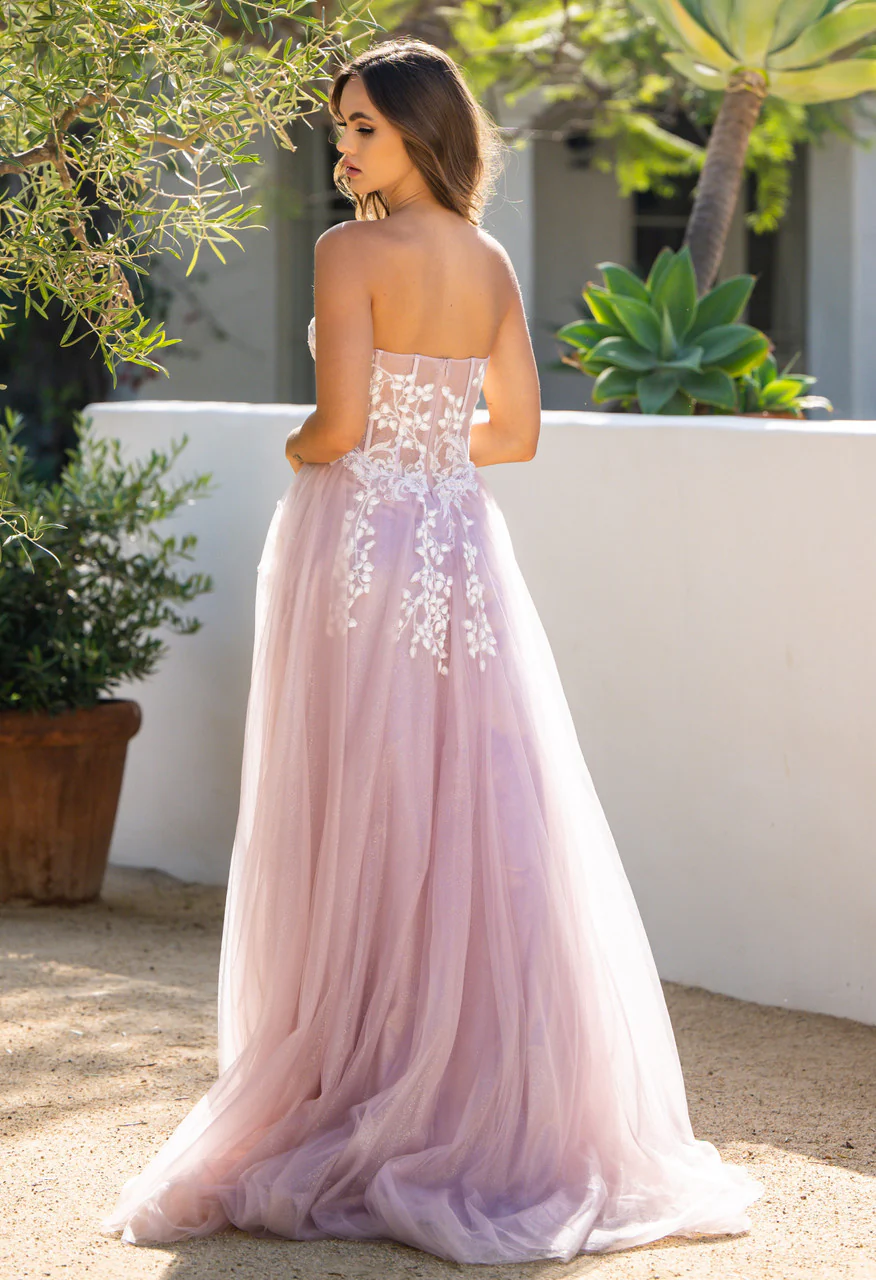 SOLAINE GOWN - MAUVE - STRAPLESS CORSET A-LINE DRESS - Image 4