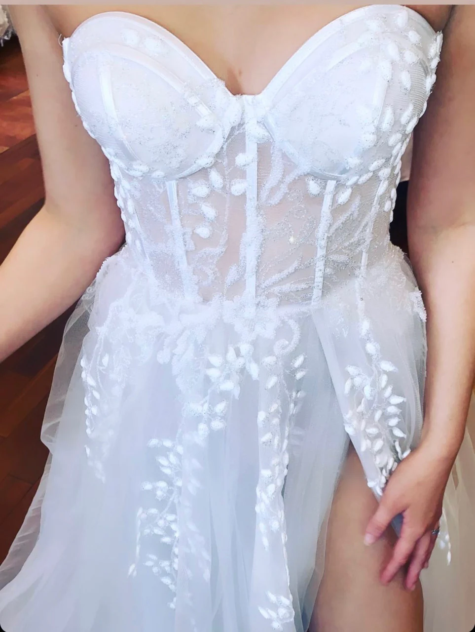 SOLAINE GOWN - OFF WHITE - STRAPLESS CORSET A-LINE DRESS - Image 5