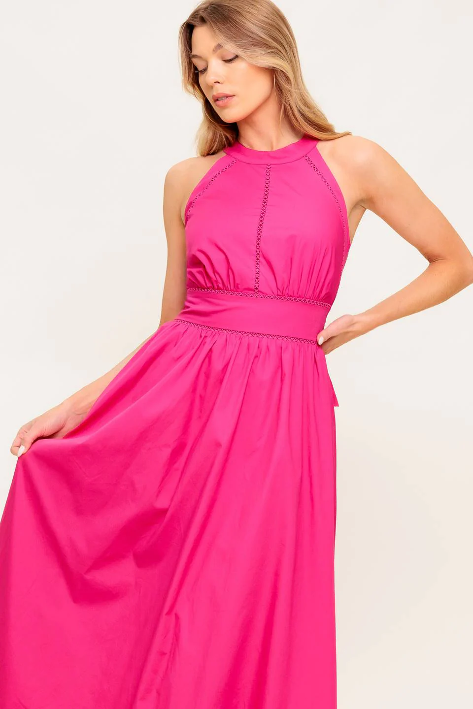 SOLEIL FUCHSIA HALTER MIDI DRESS - Image 5
