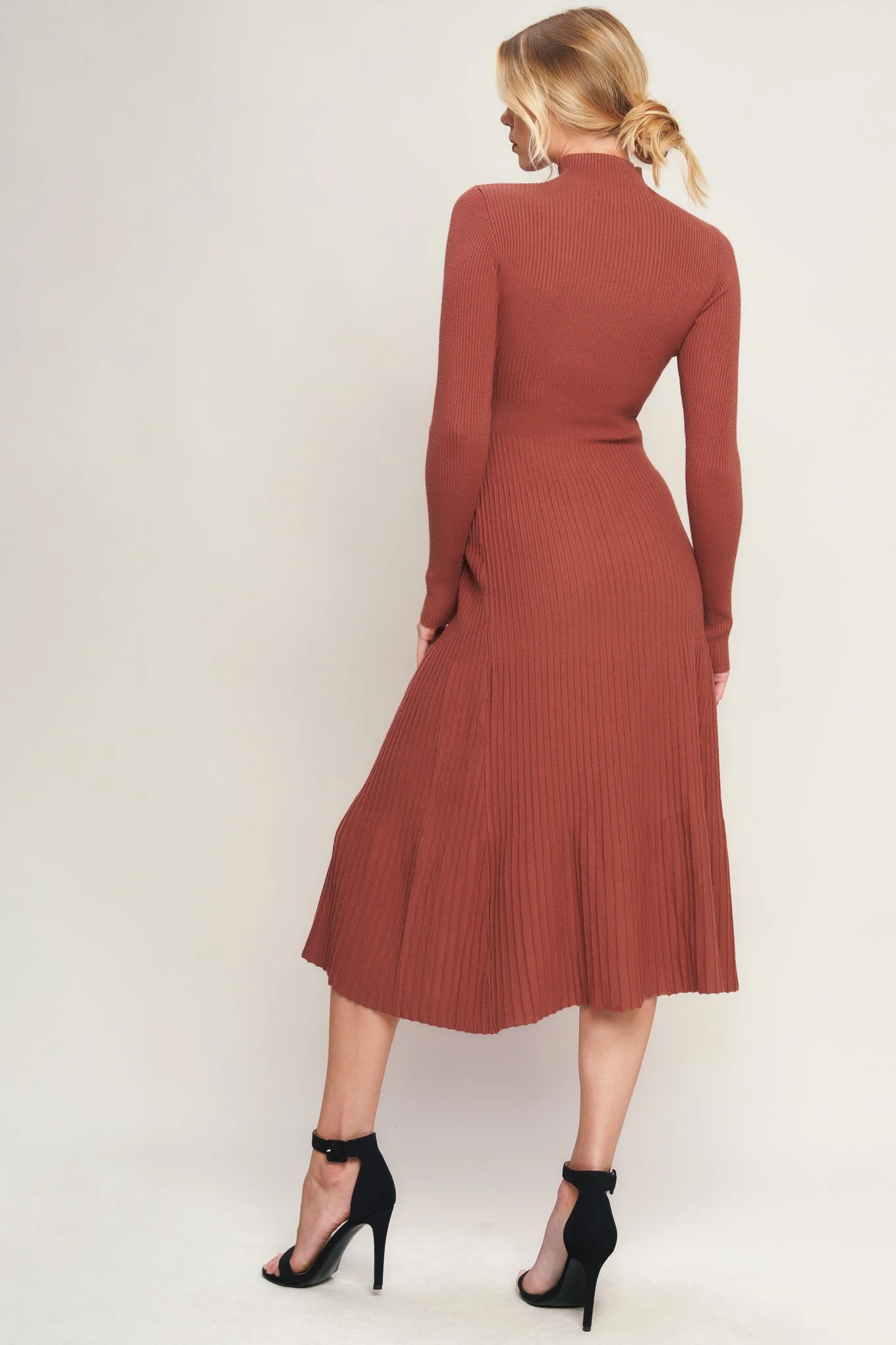 STOLEN KISSES RUST LONG SLEEVE SWEATER DRESS - Image 2
