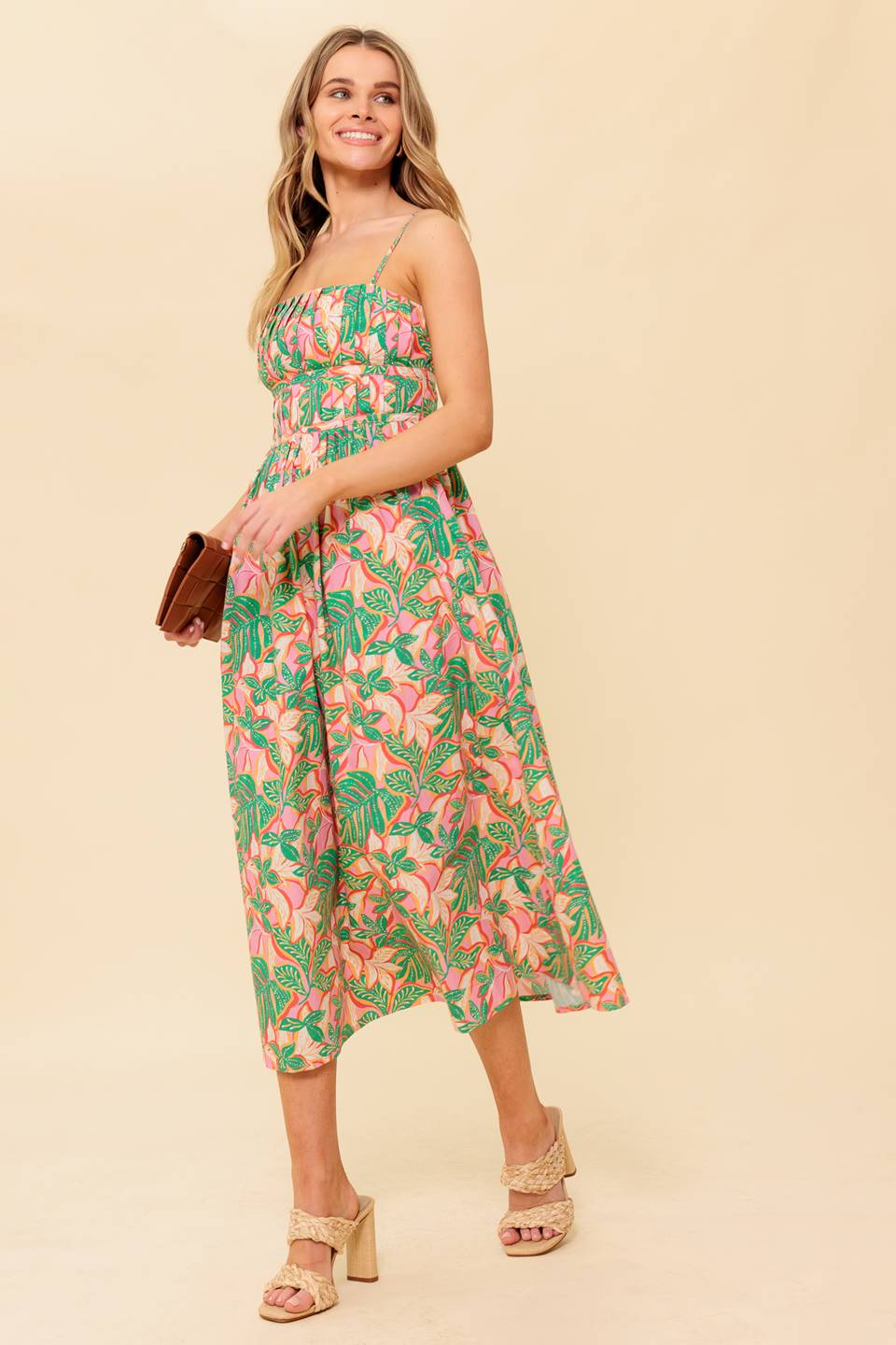 STORYTELLING - PINK & GREEN MIDI DRESS WITH POCKETS - Image 4