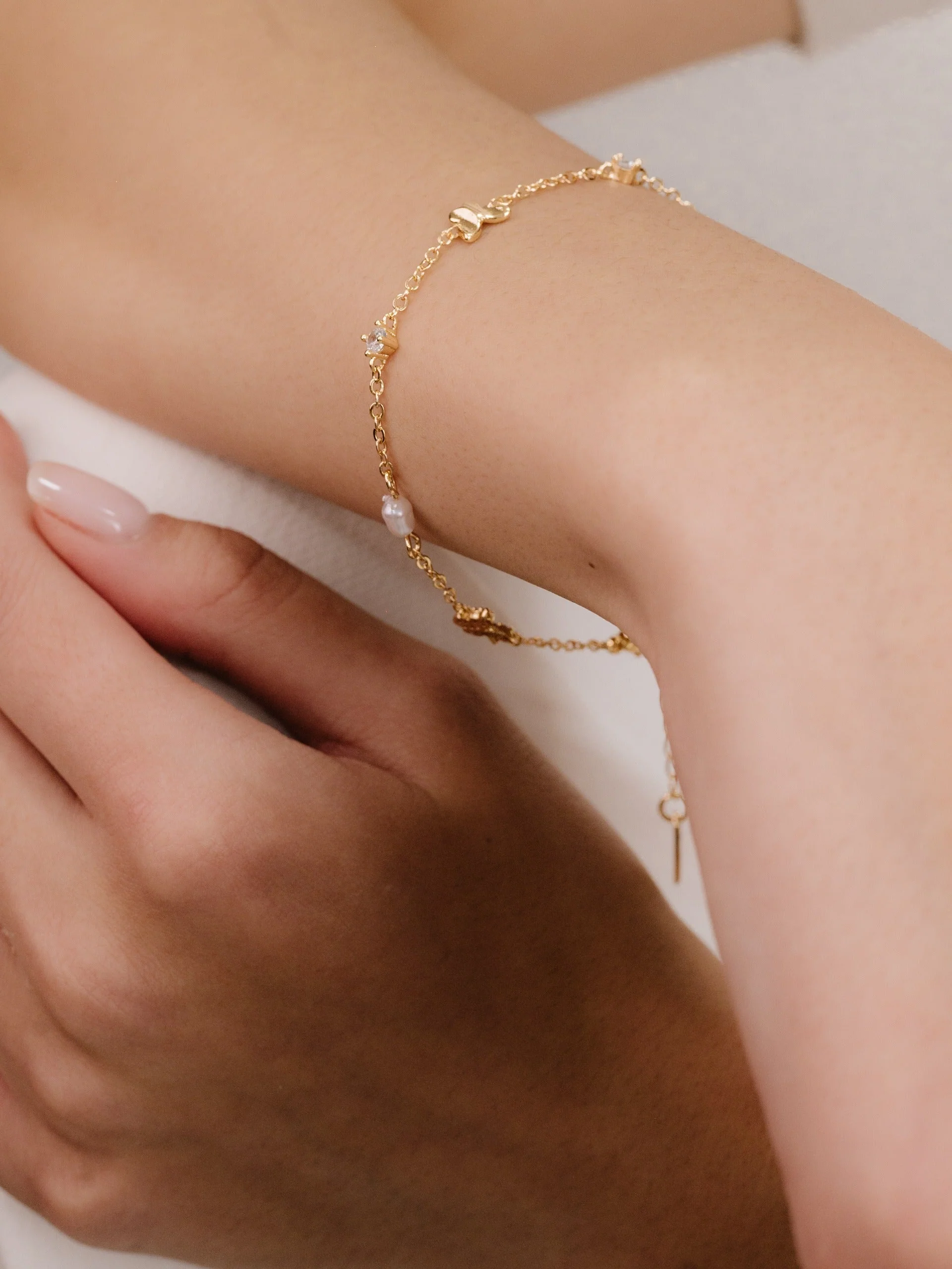 Subtle Butterflies and Pearl Bracelet - Image 3