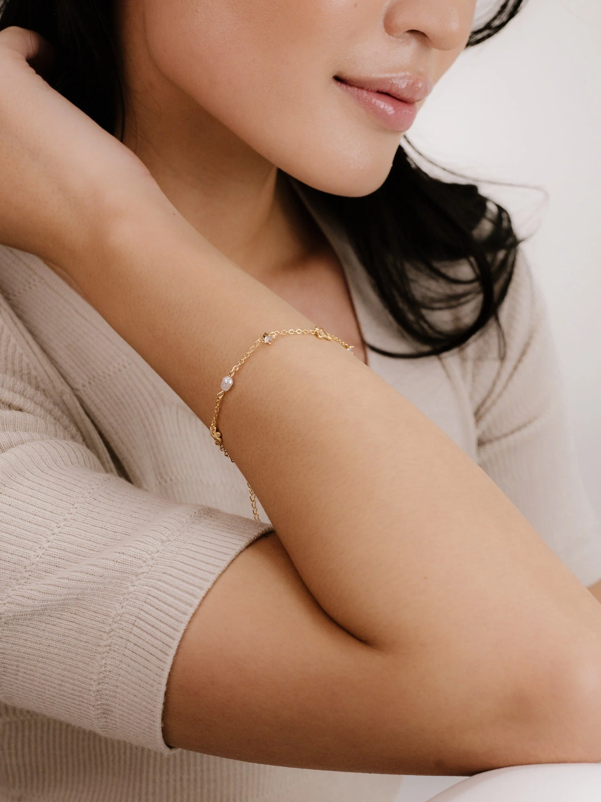 Subtle Butterflies and Pearl Bracelet - Image 4