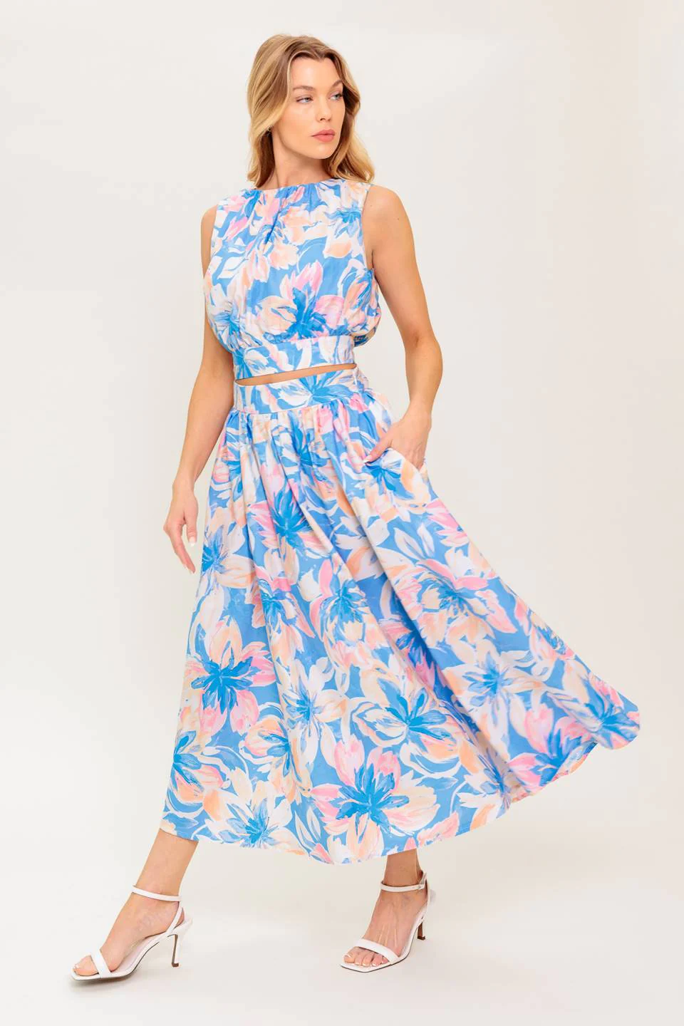 SUMMER HARMONY TIE TOP & SKIRT SET - POWDER BLUE - FINAL SALE - Image 5