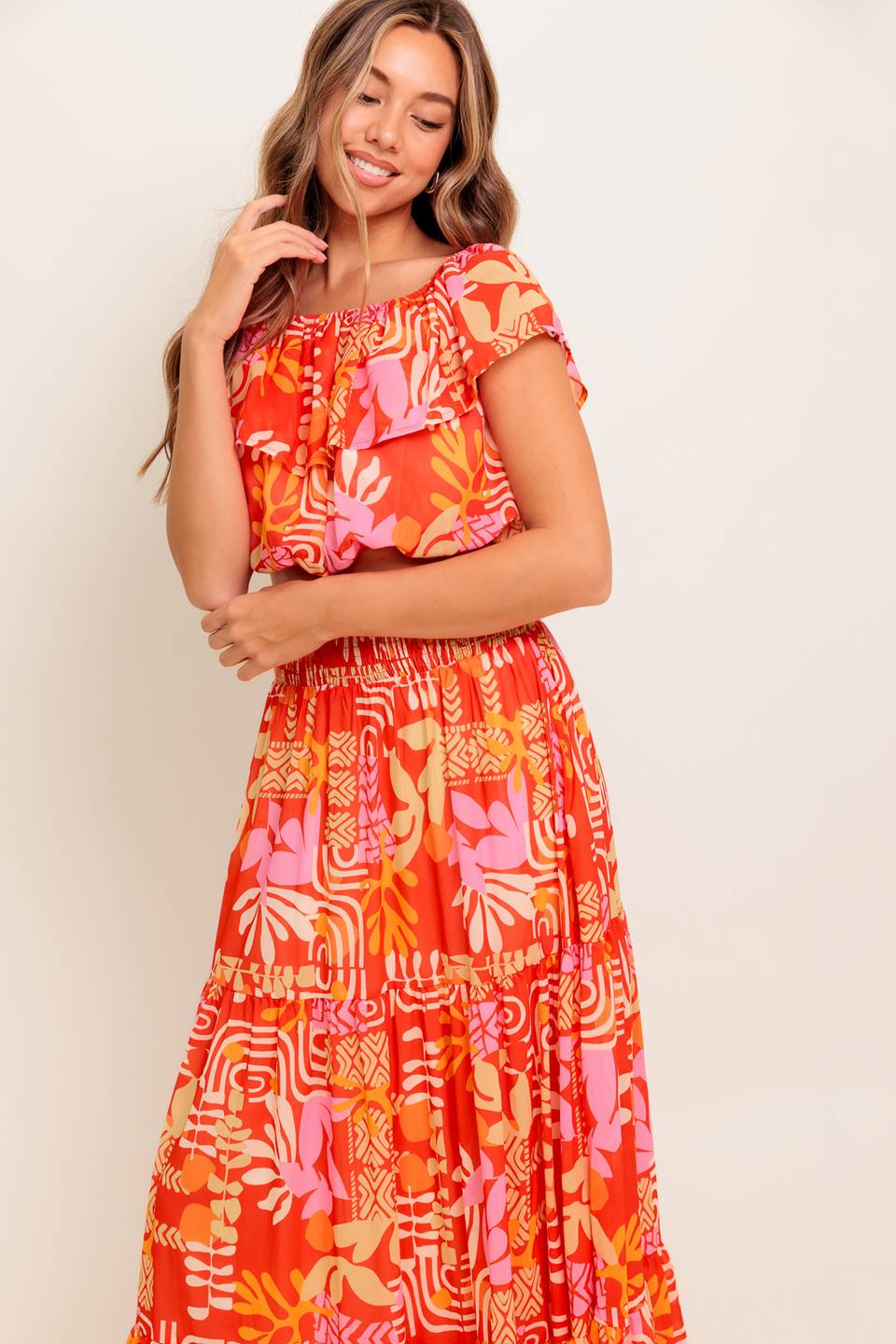 SUNBEAMS TOP & SKIRT SET - RED - Image 7