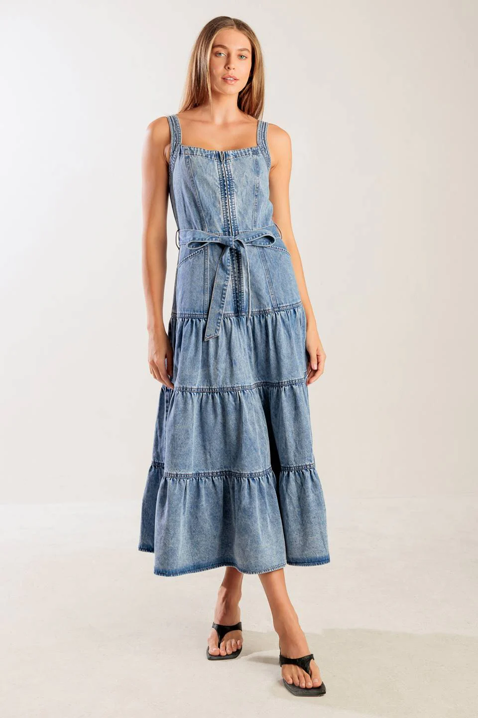 SUNSHINE STATE OF MIND INDIGO ZIP FRONT DENIM DRESS - Image 2
