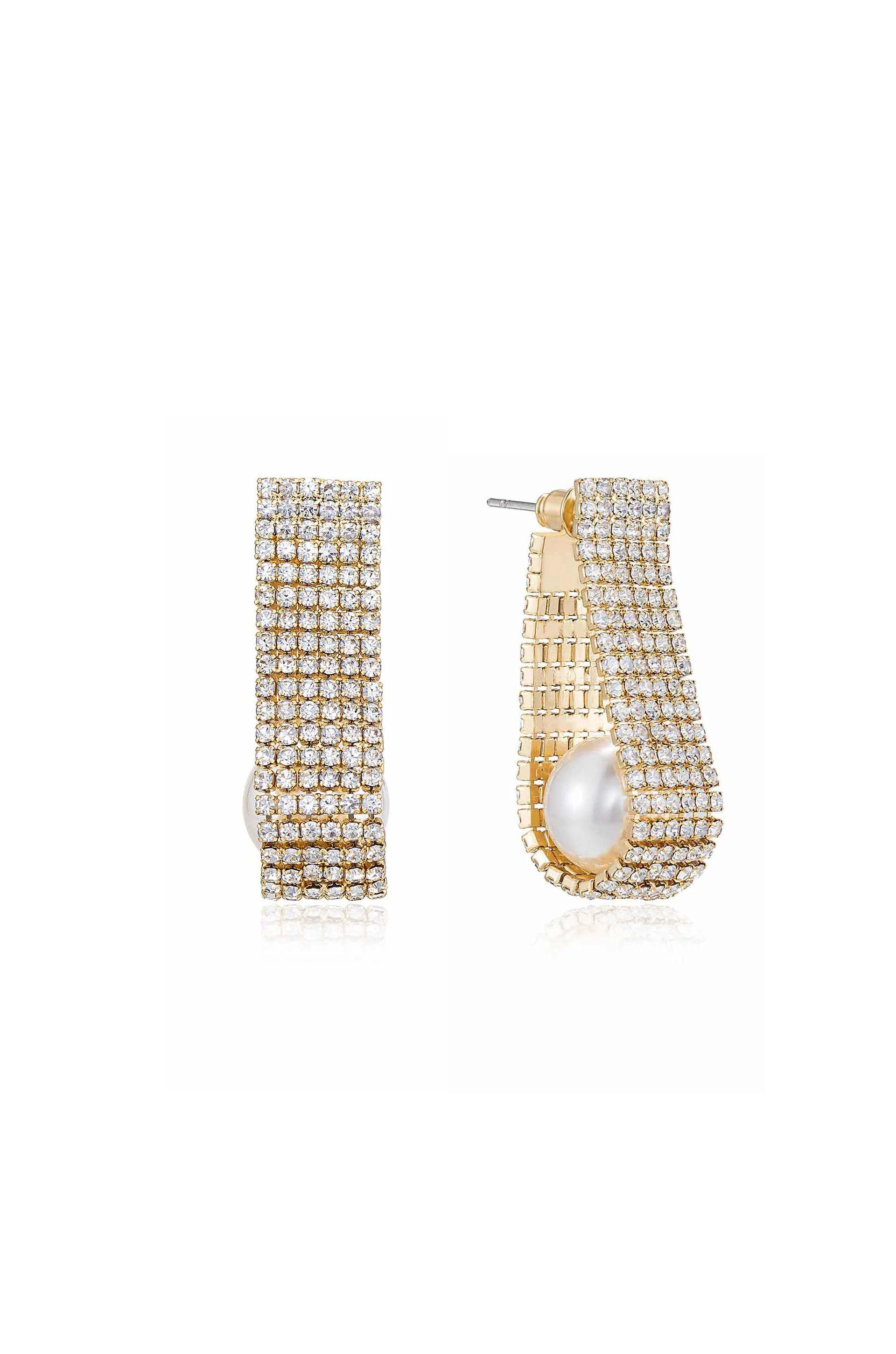Swaddled Pearl Crystal Teardrop Earrings - Image 2