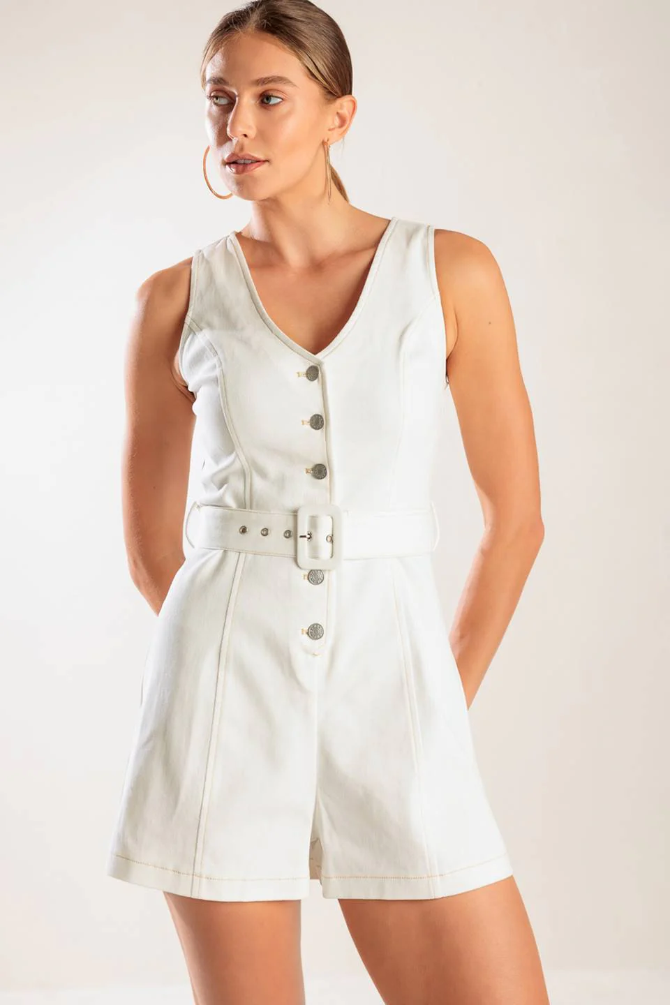 TAKE THE LEAD - WHITE SLEEVELESS ROMPER - Image 7