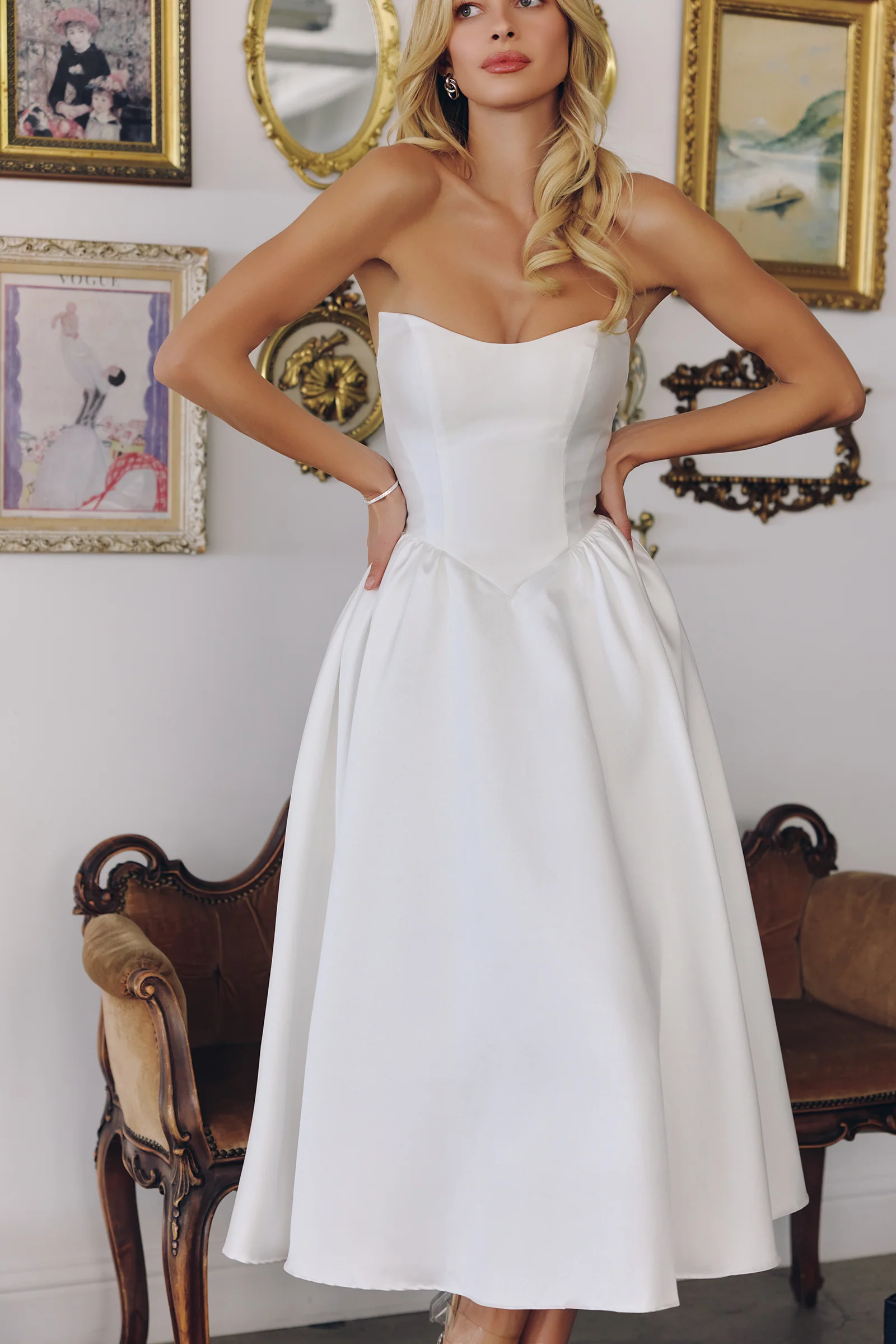 Talullah Midi Dress - Off-White Mikado Cocktail Dress - Image 2