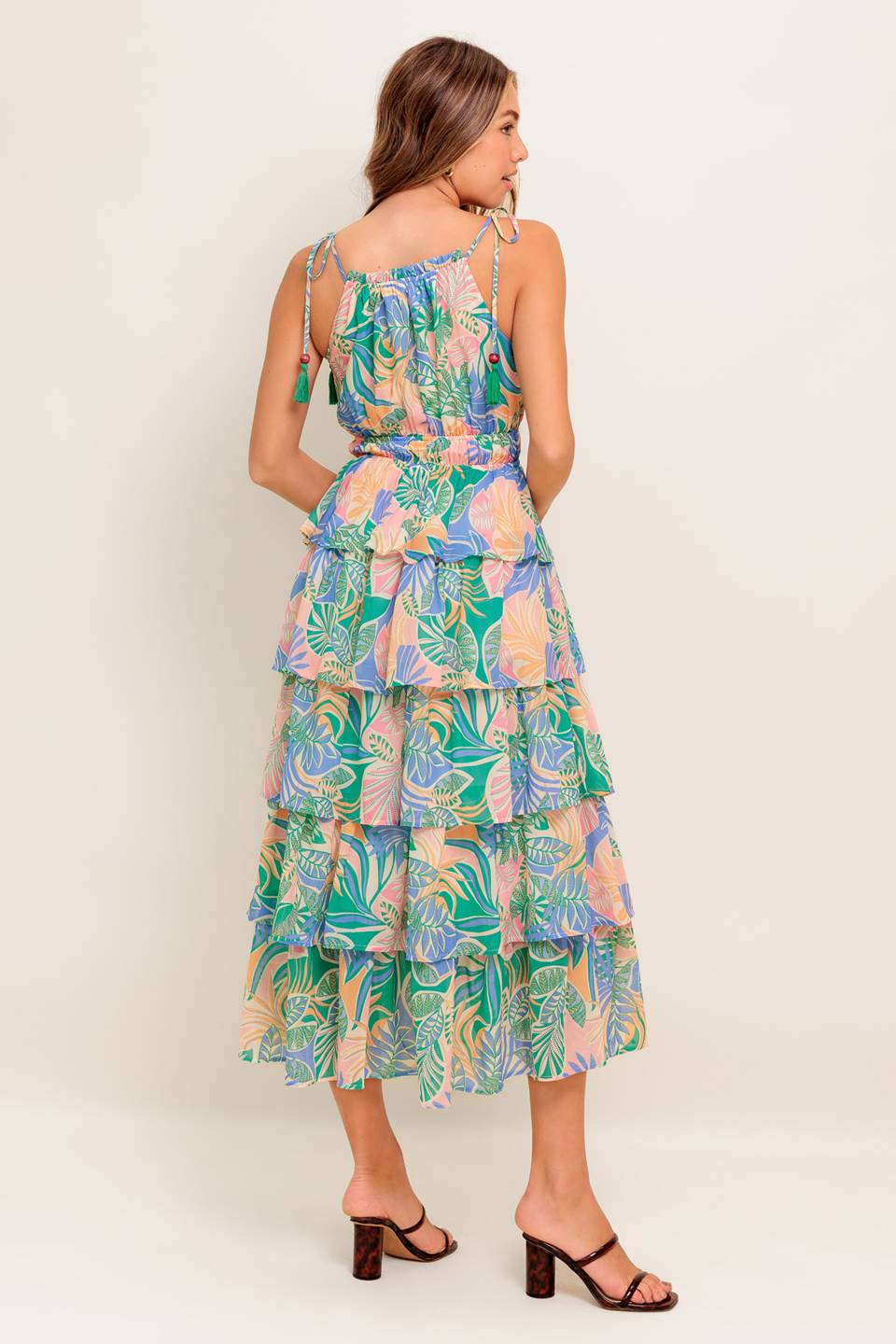 TARA LEAF PRINT MIDI DRESS - Image 2