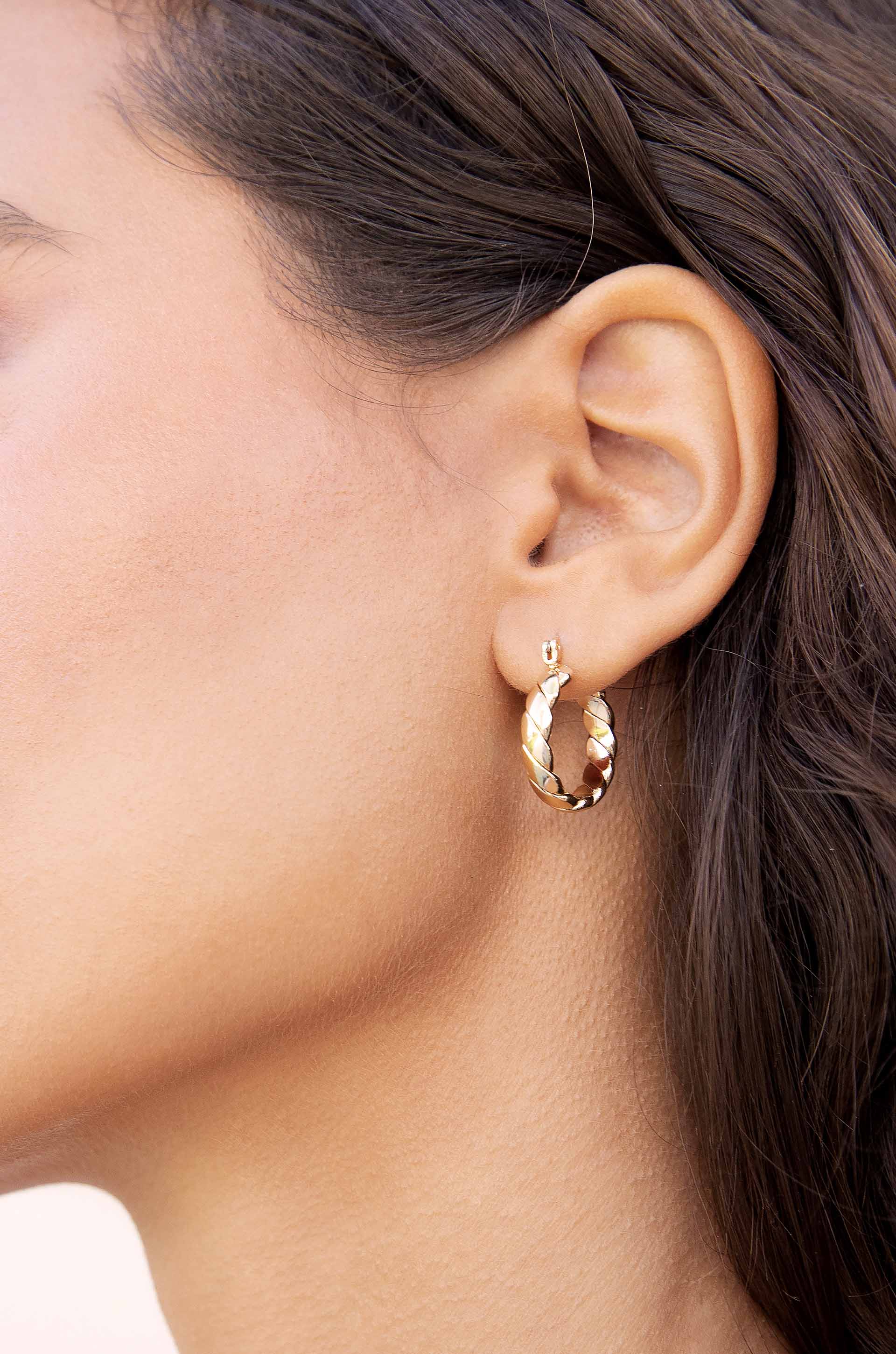 Textured Mini Hoops Earrings - Image 6