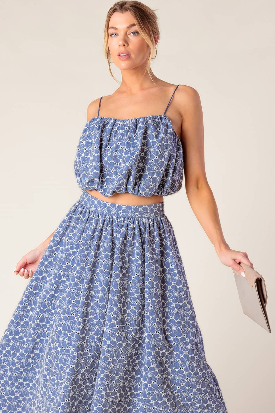 THE BEAUTY OF NOW TOP & SKIRT SET - CHAMBRAY - Image 4