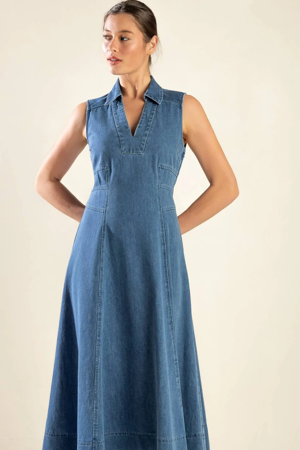 THE GENEVIEVE DENIM MIDI DRESS - Image 5