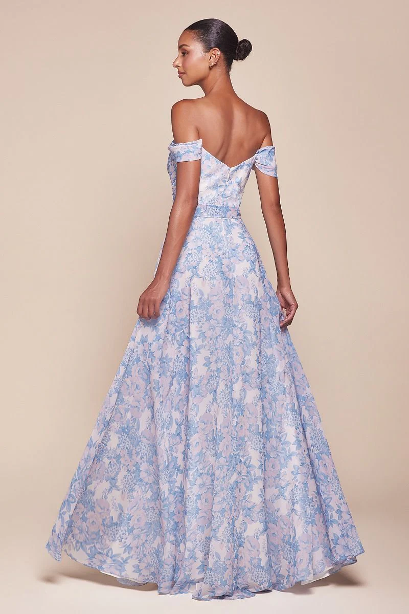 TILDA GOWN - ROSE - OFF THE SHOULDER FLORAL PRINTED A-LINE DRESS - Image 3