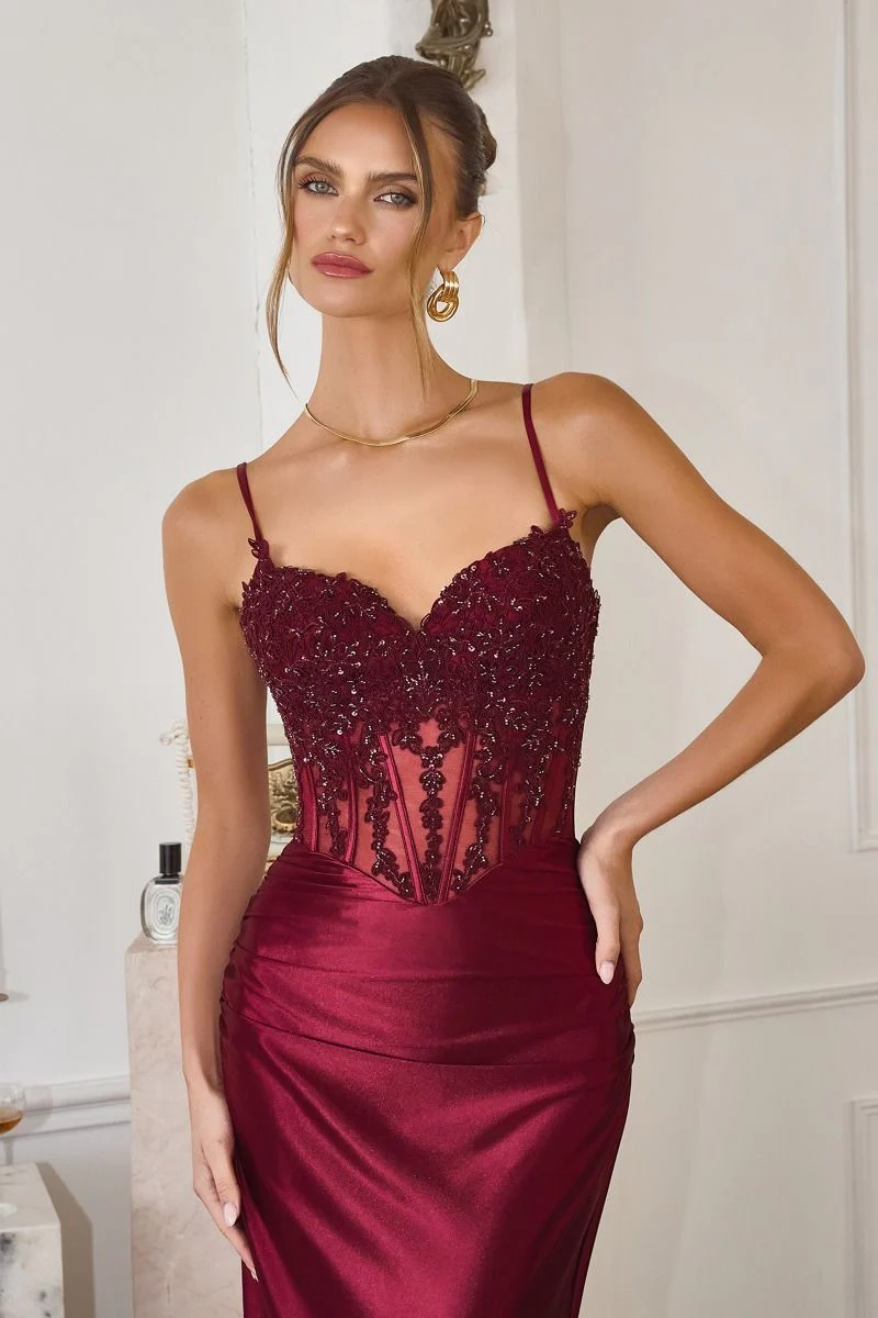 Traci Gown - Metallic Satin Corset Dress - Image 10