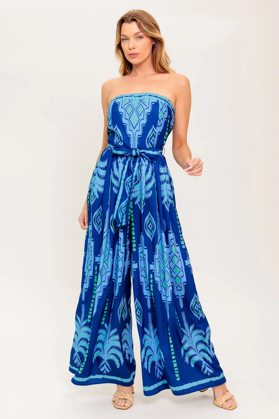 TRINA STRAPLESS JUMPSUIT - NAVY BLUE MULTI - Image 5